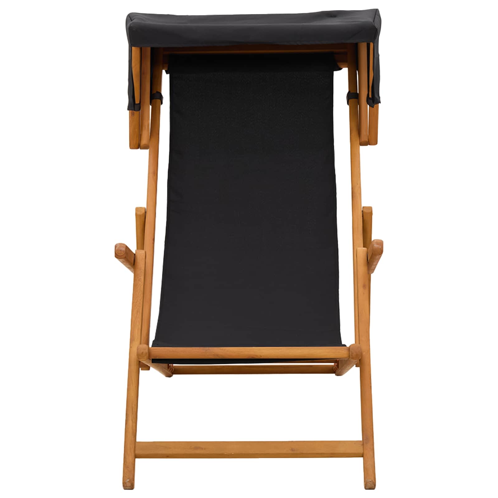 Deck Chair 3 Position Solid Eucalyptus Wood Black