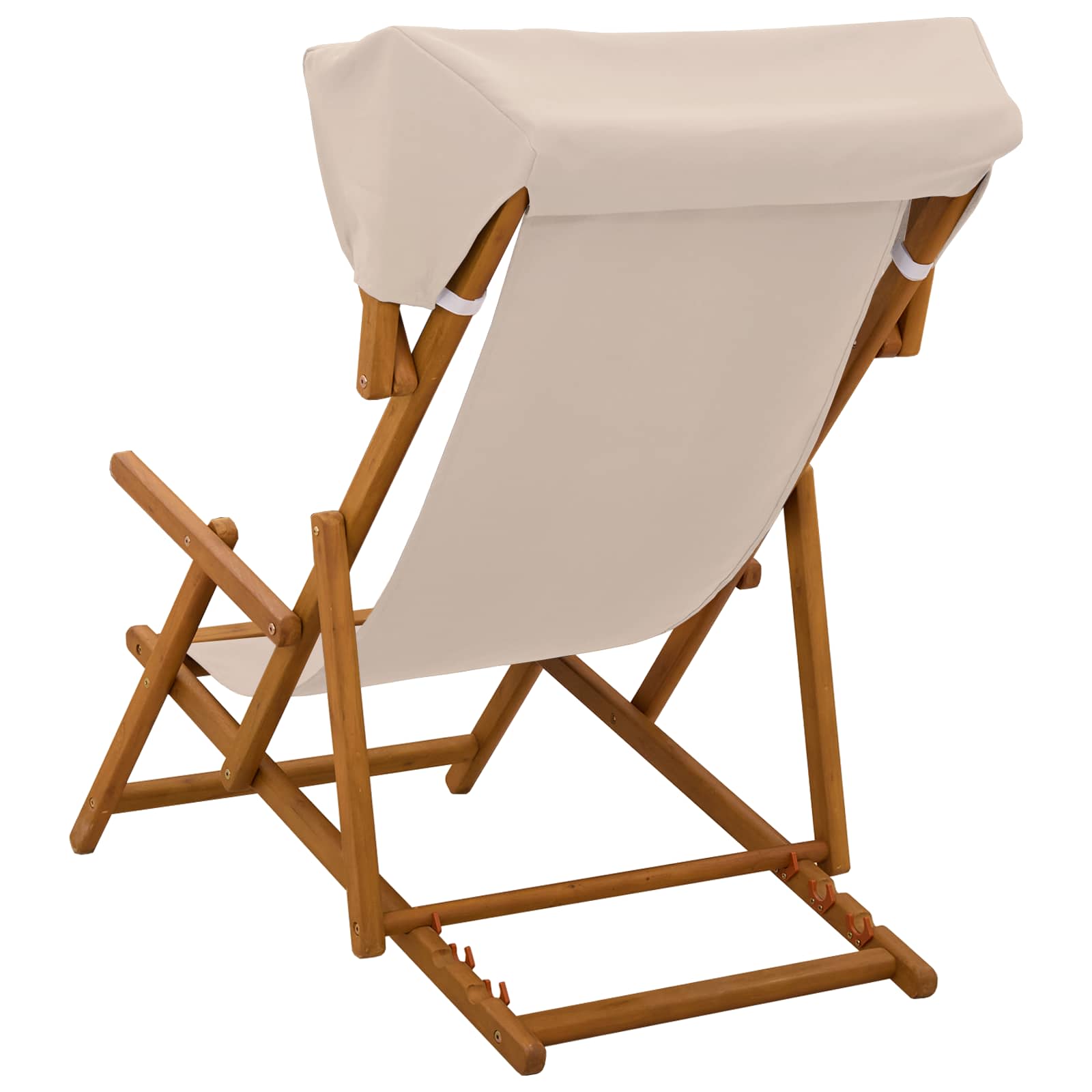 Deck Chair 3 Position Solid Eucalyptus Wood Beige