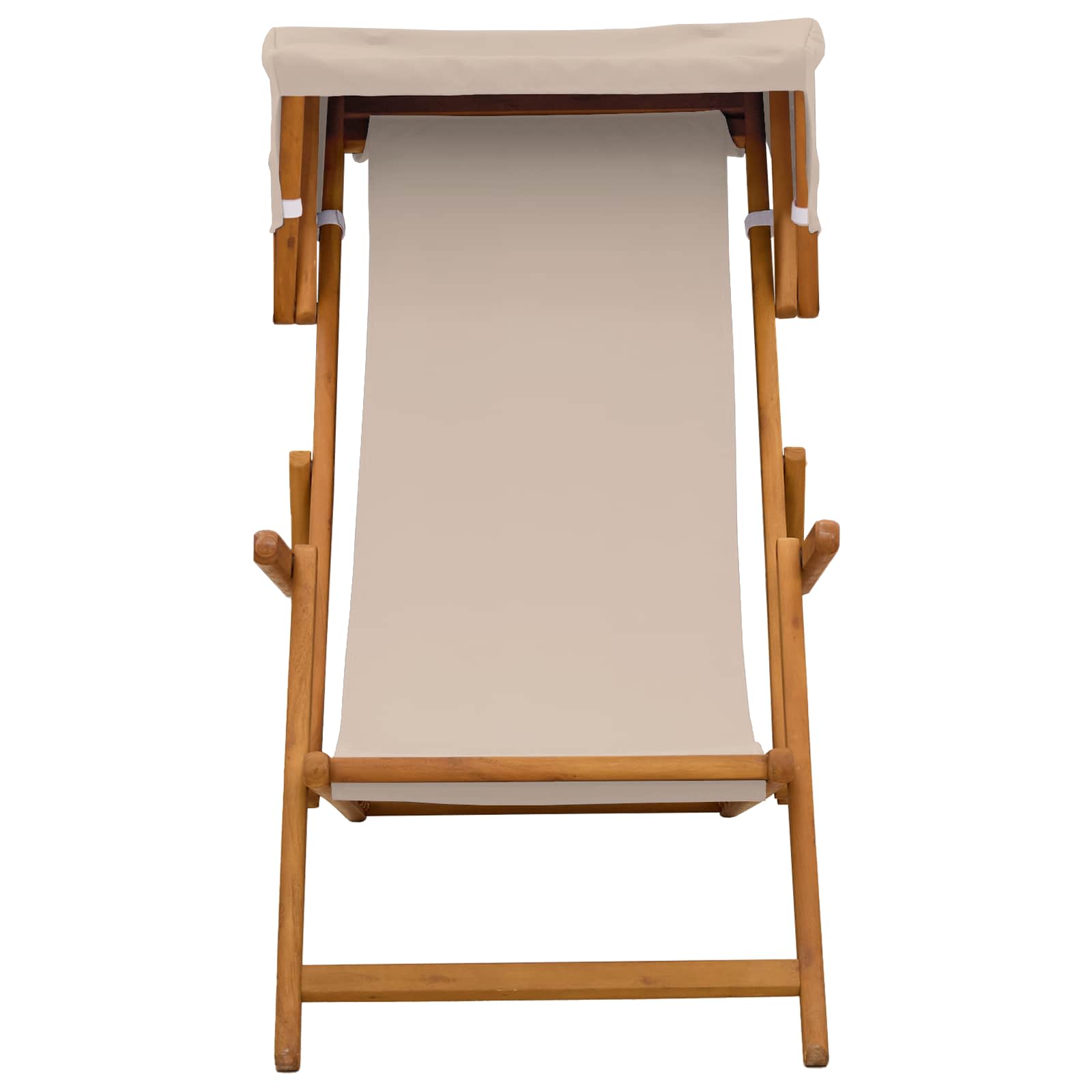 Deck Chair 3 Position Solid Eucalyptus Wood Beige