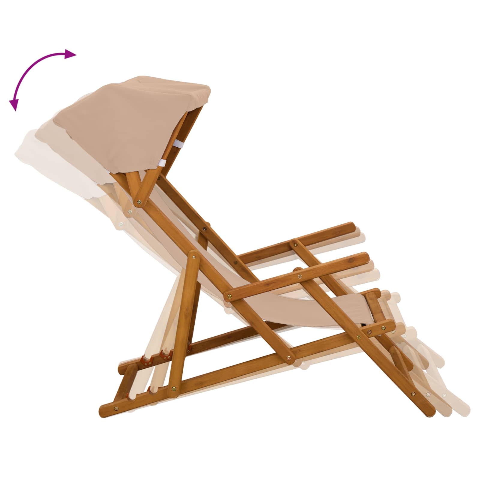 Deck Chair 3 Position Solid Eucalyptus Wood Taupe