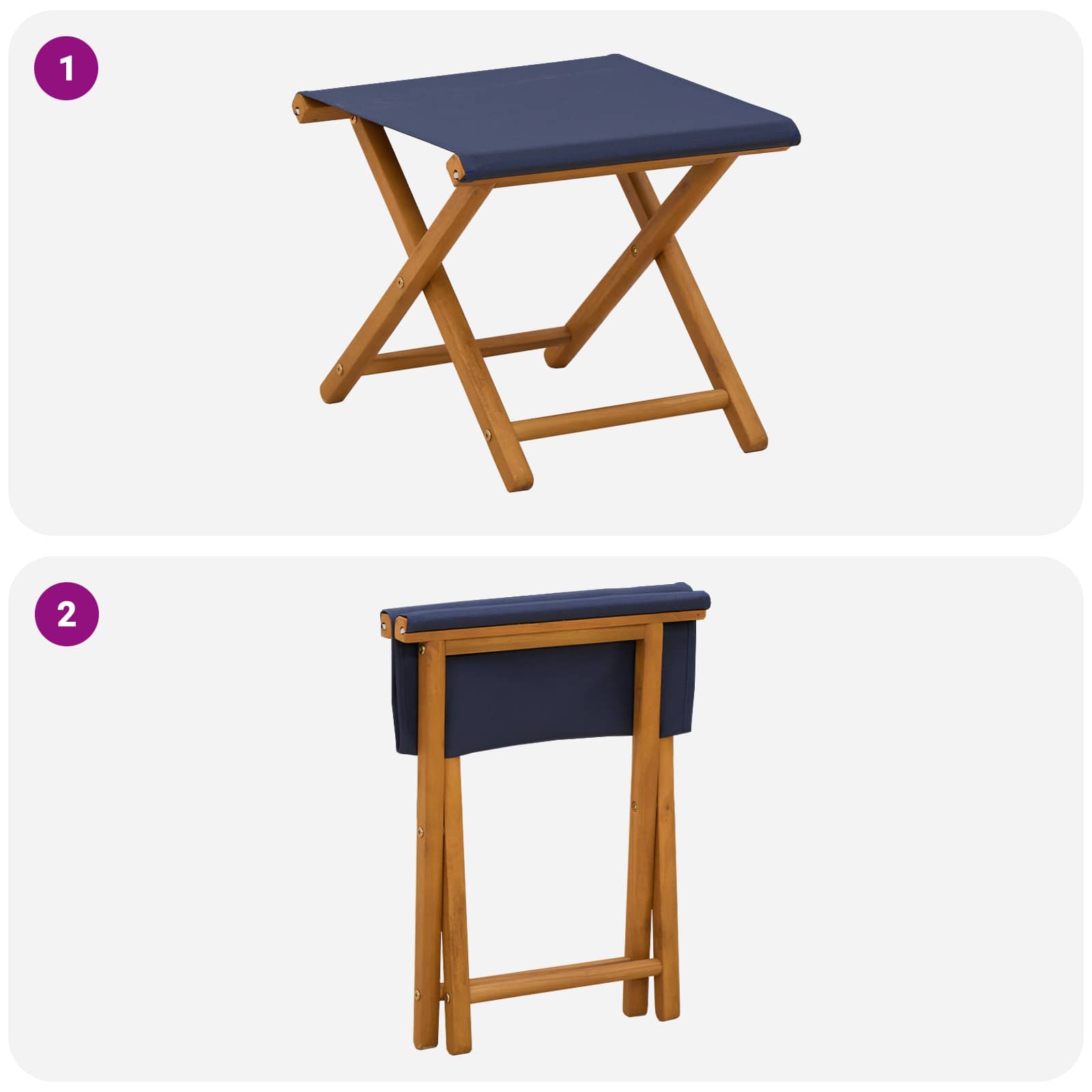Deck Chair 2 pcs Solid Eucalyptus Wood Blue