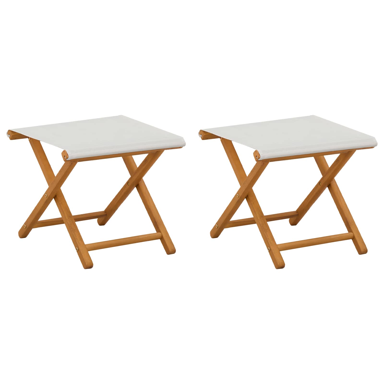 Deck Chair 2 pcs Solid Eucalyptus Wood Cream
