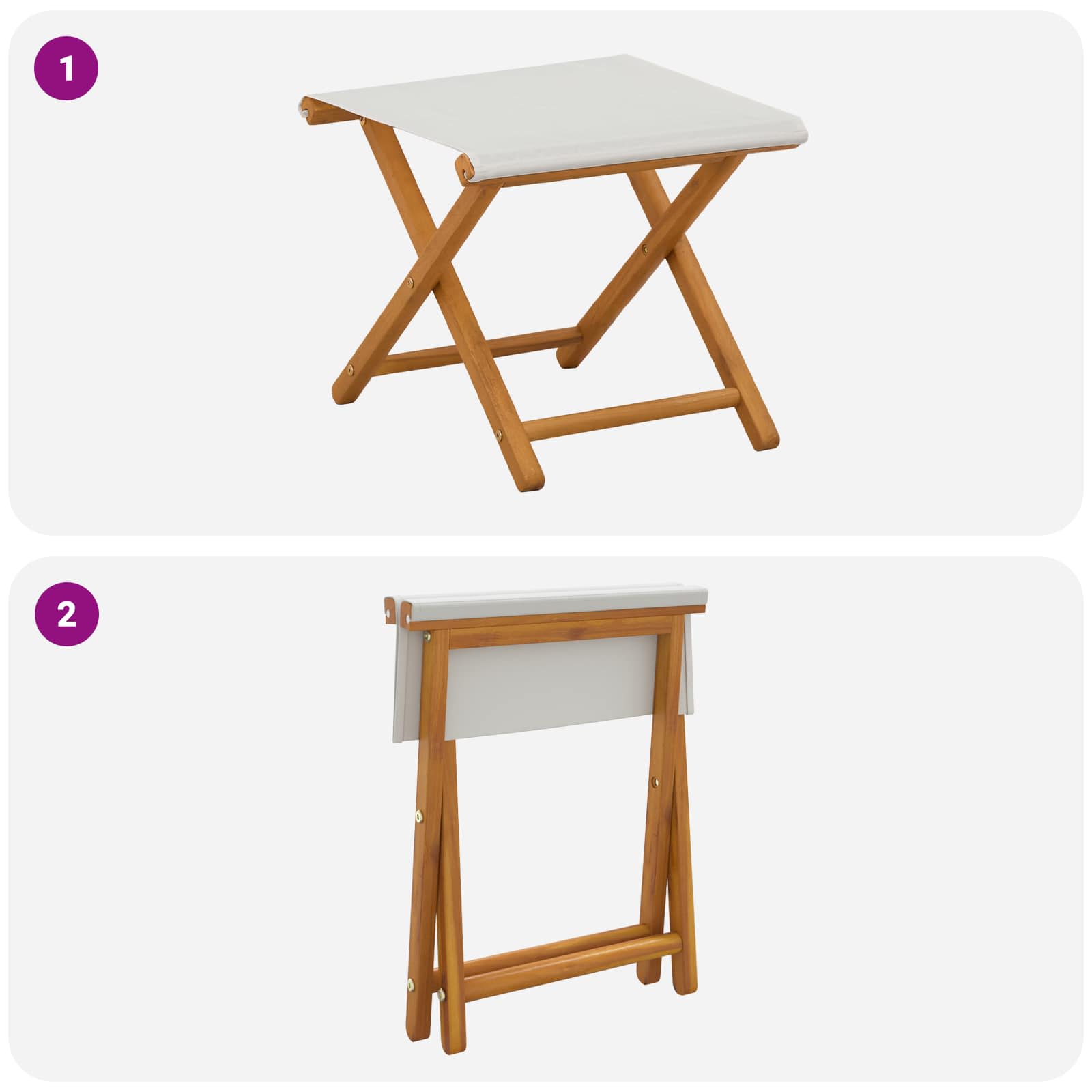 Deck Chair 2 pcs Solid Eucalyptus Wood Cream