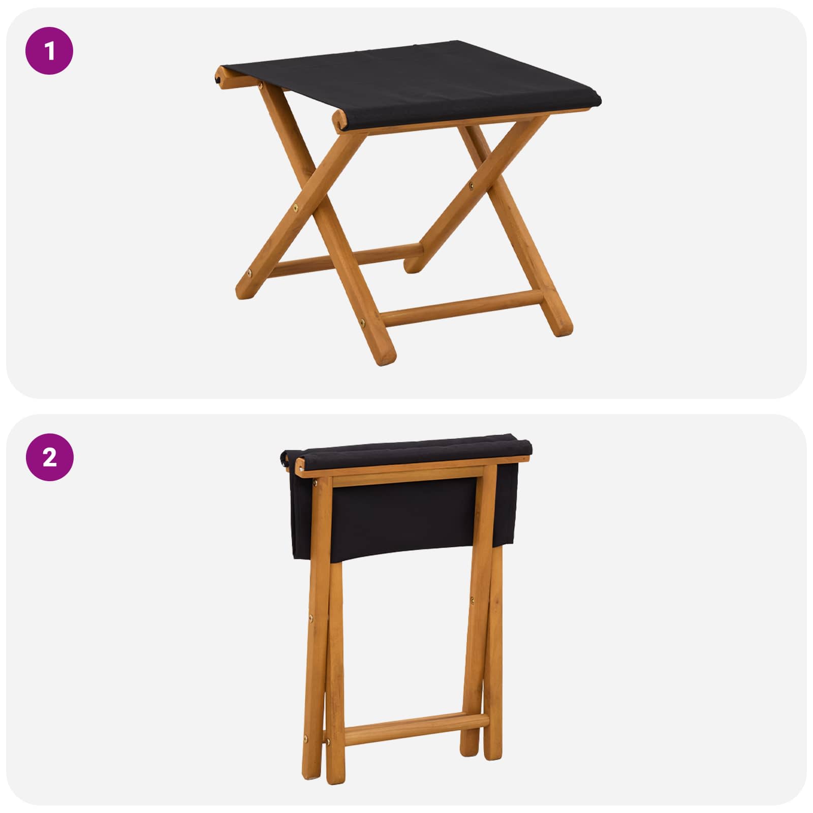 Deck Chair 2 pcs Solid Eucalyptus Wood Black