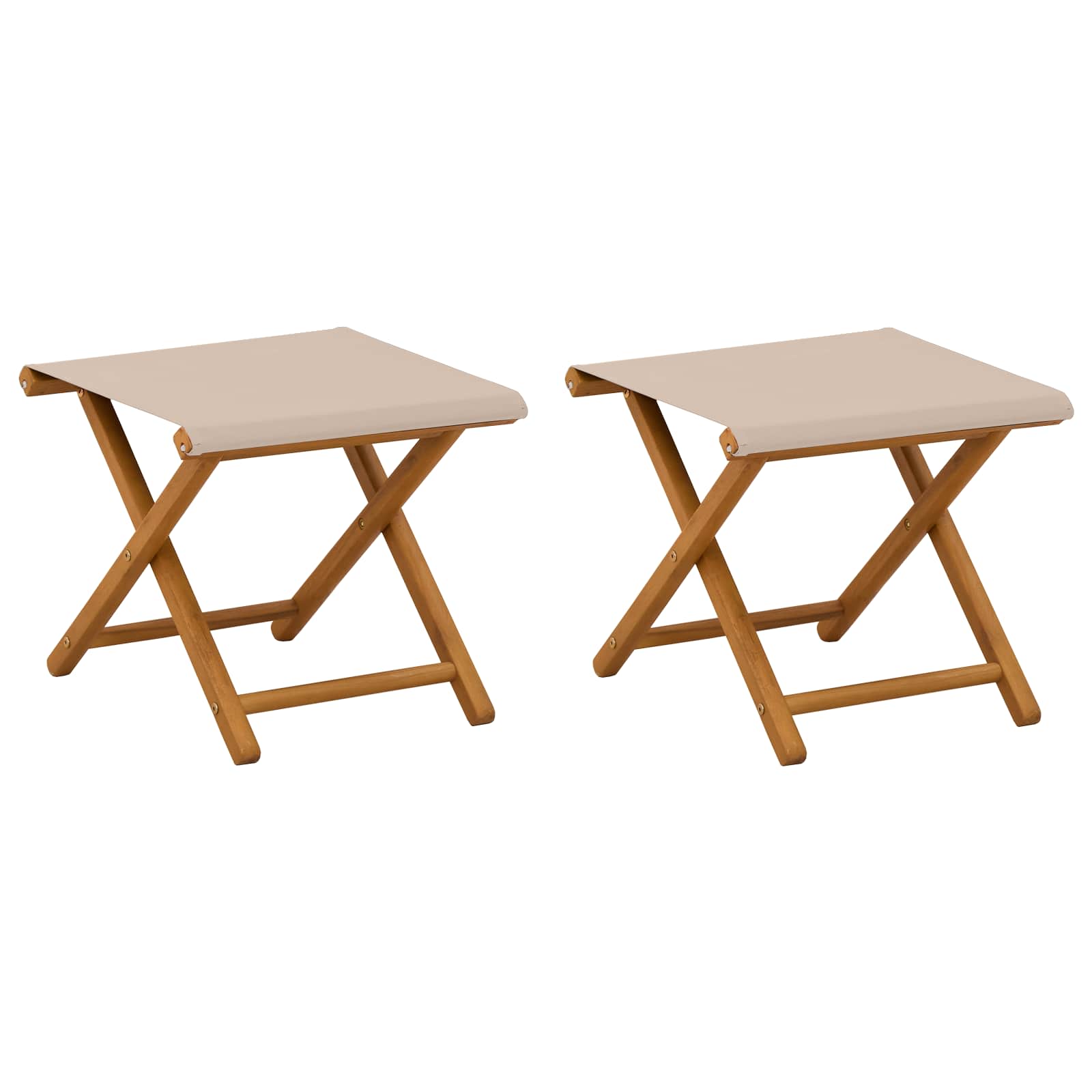 Deck Chair 2 pcs Solid Eucalyptus Wood Beige