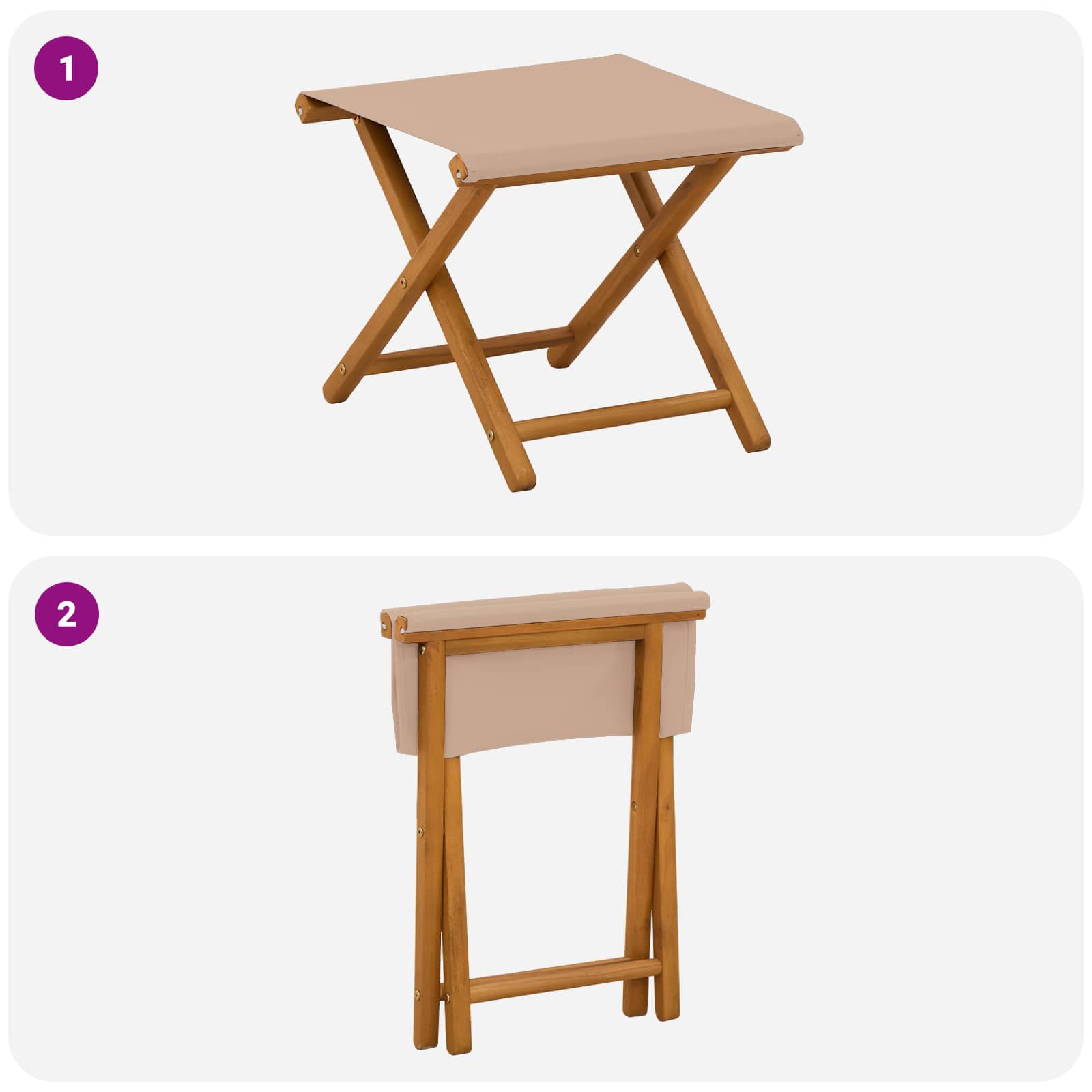 Deck Chair 2 pcs Solid Eucalyptus Wood Taupe