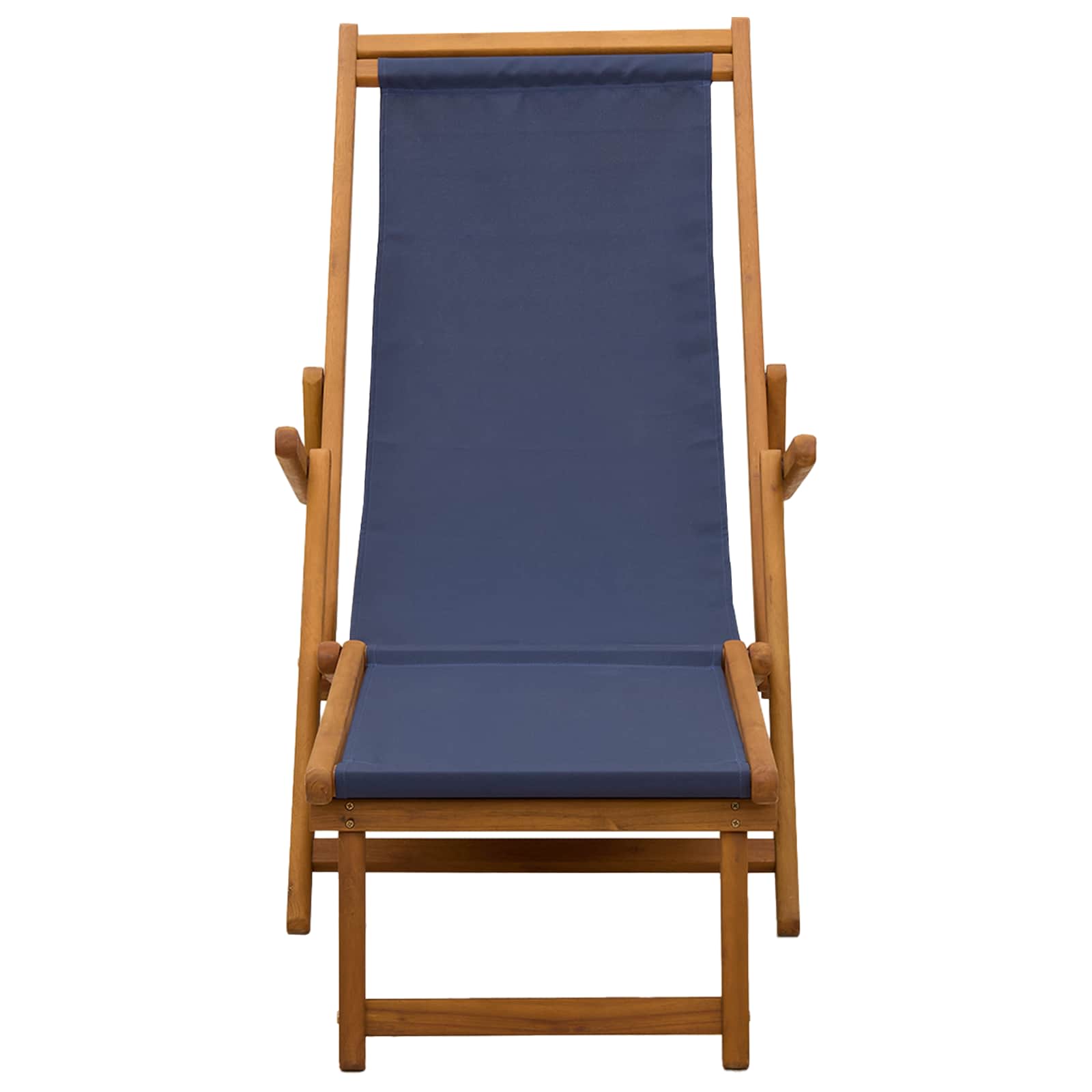 Folding Sun Lounger 3 Position Solid Eucalyptus Wood Blue