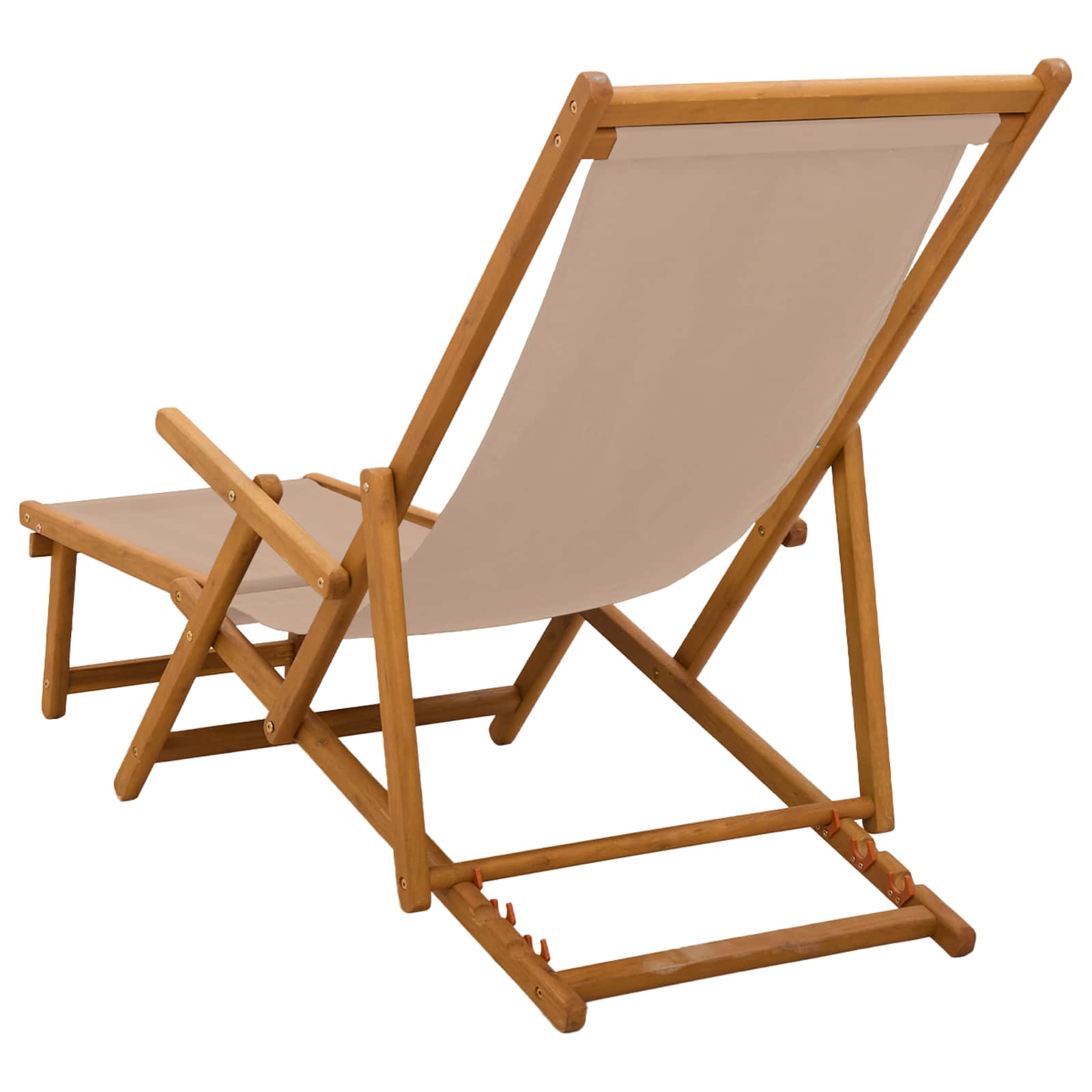 Folding Sun Lounger 3 Position Solid Eucalyptus Wood Taupe