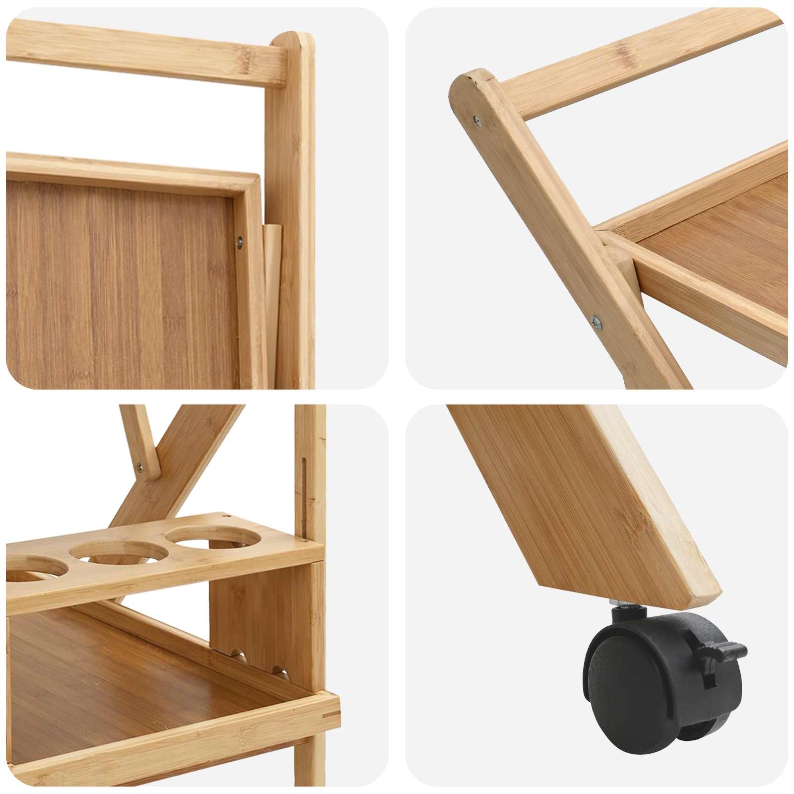 Kitchen Trolley with Wheels Light Brown 65 x 40.5 x 76.5 cm