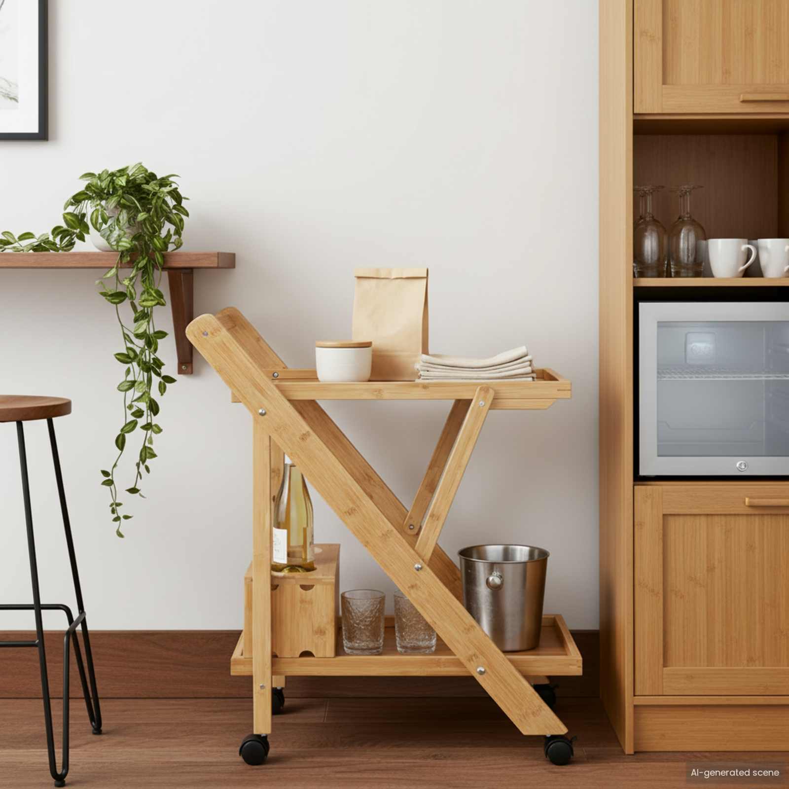 Kitchen Trolley with Wheels Light Brown 65 x 40.5 x 76.5 cm