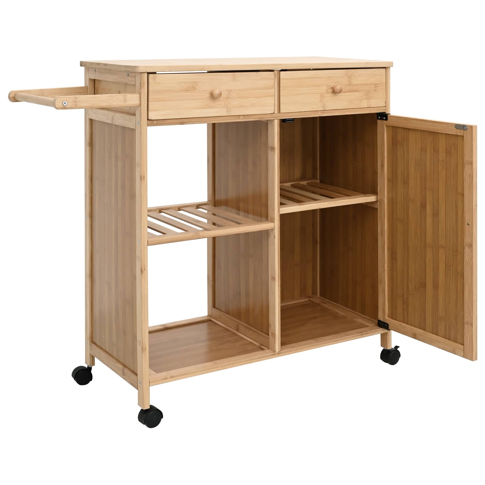 Kitchen Trolley with Wheels Natural 90.5 x 36 x 86.5 cm Bamboo
