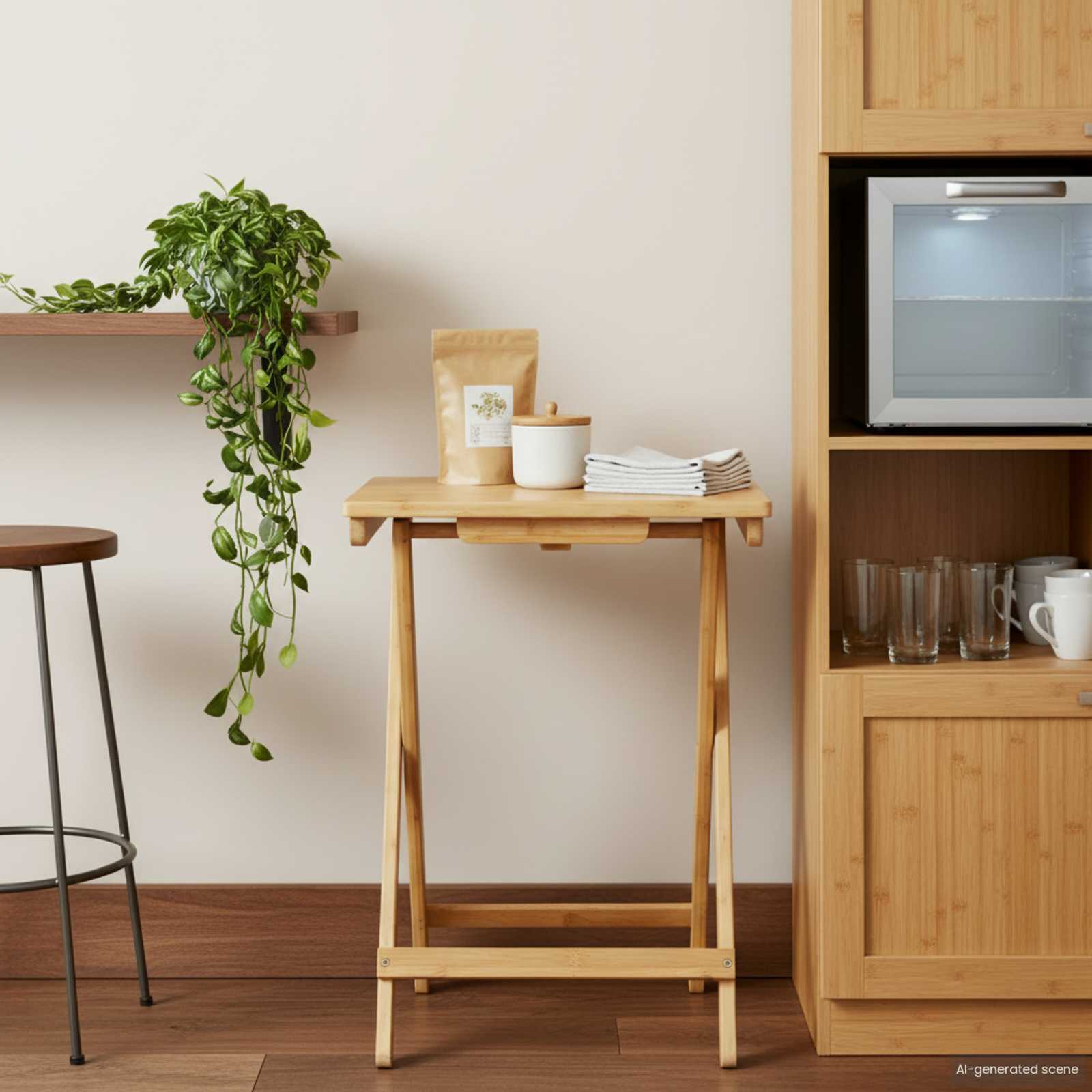 Kitchen Table Folding Manual Natural 40 x 30 x 53.5 cm Bamboo