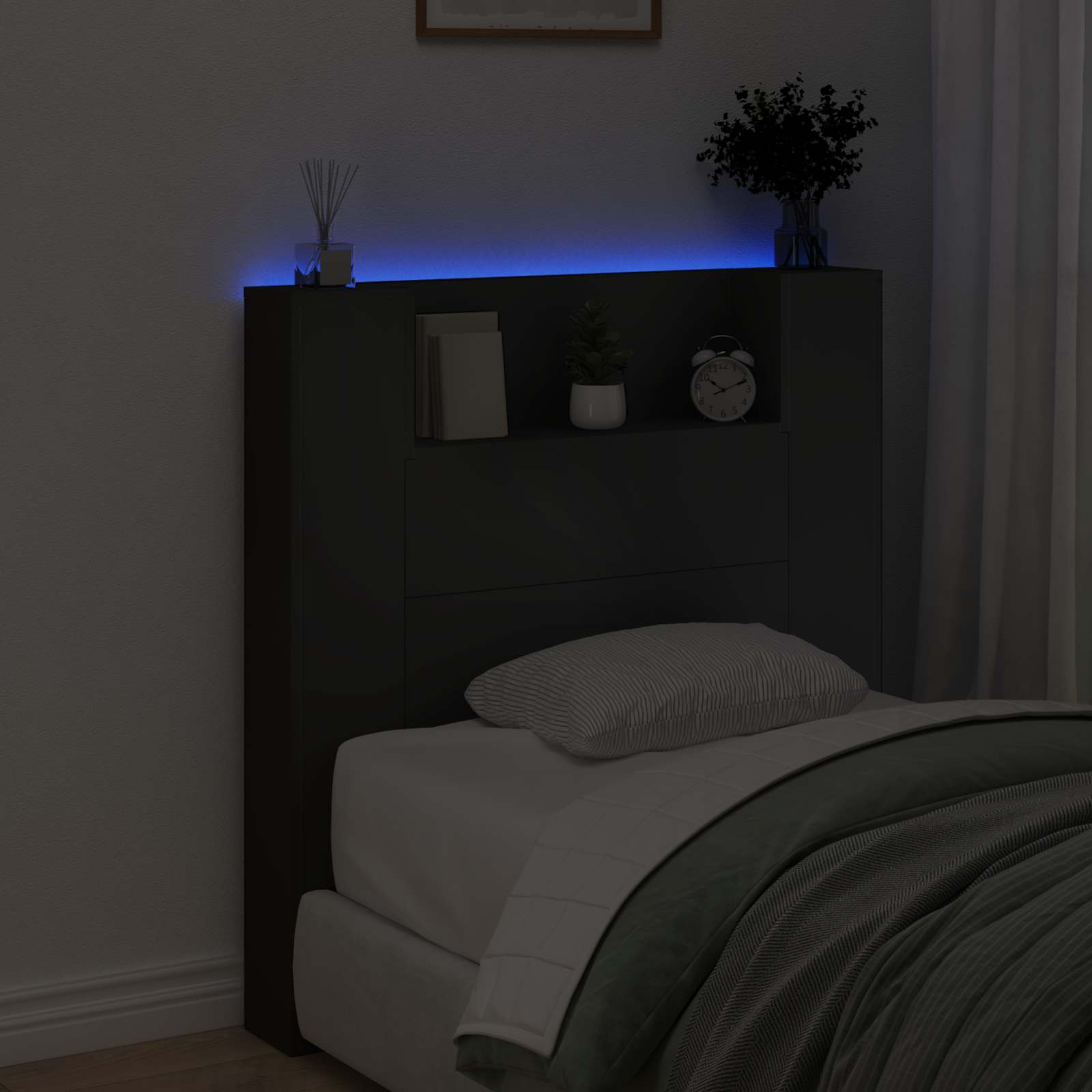 Headboard Black Engineered Wood
