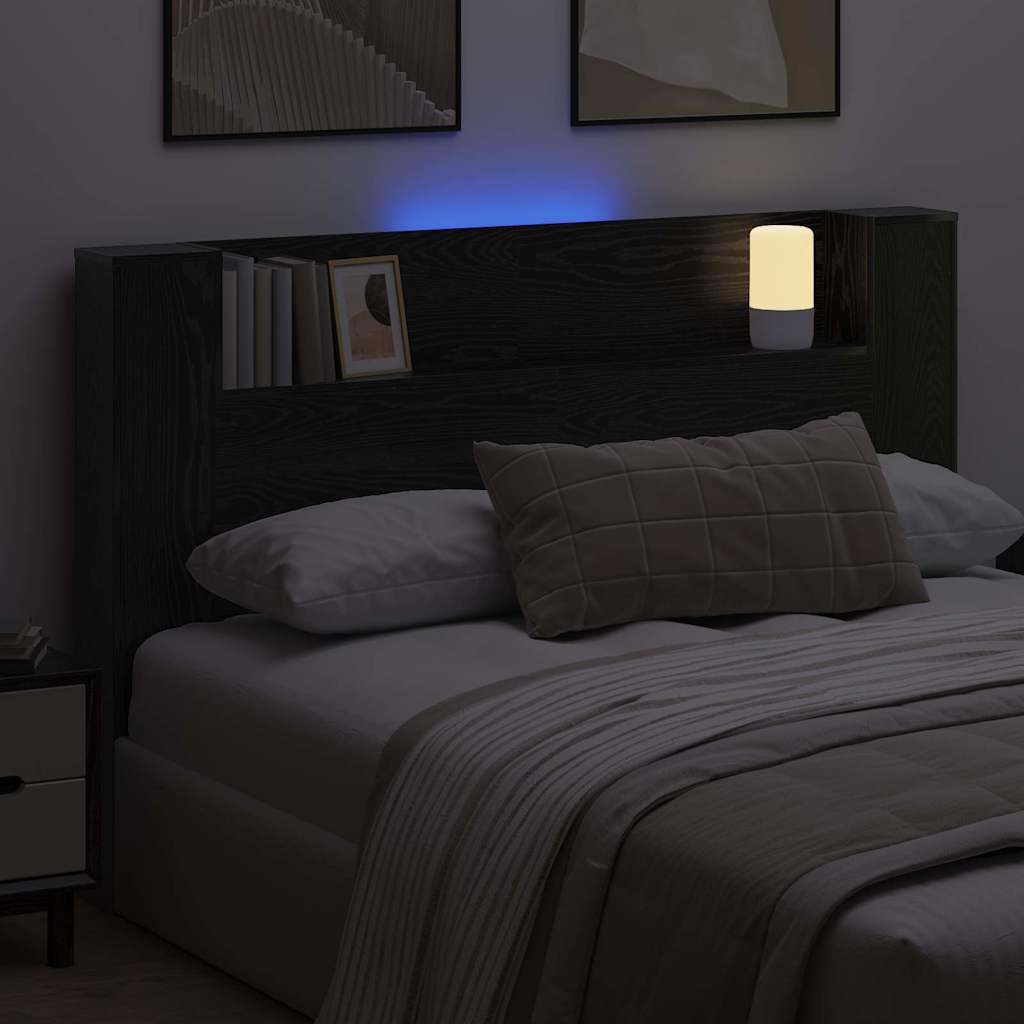 Headboard Black Oak 160 x 17 x 104,5 cm Engineered Wood