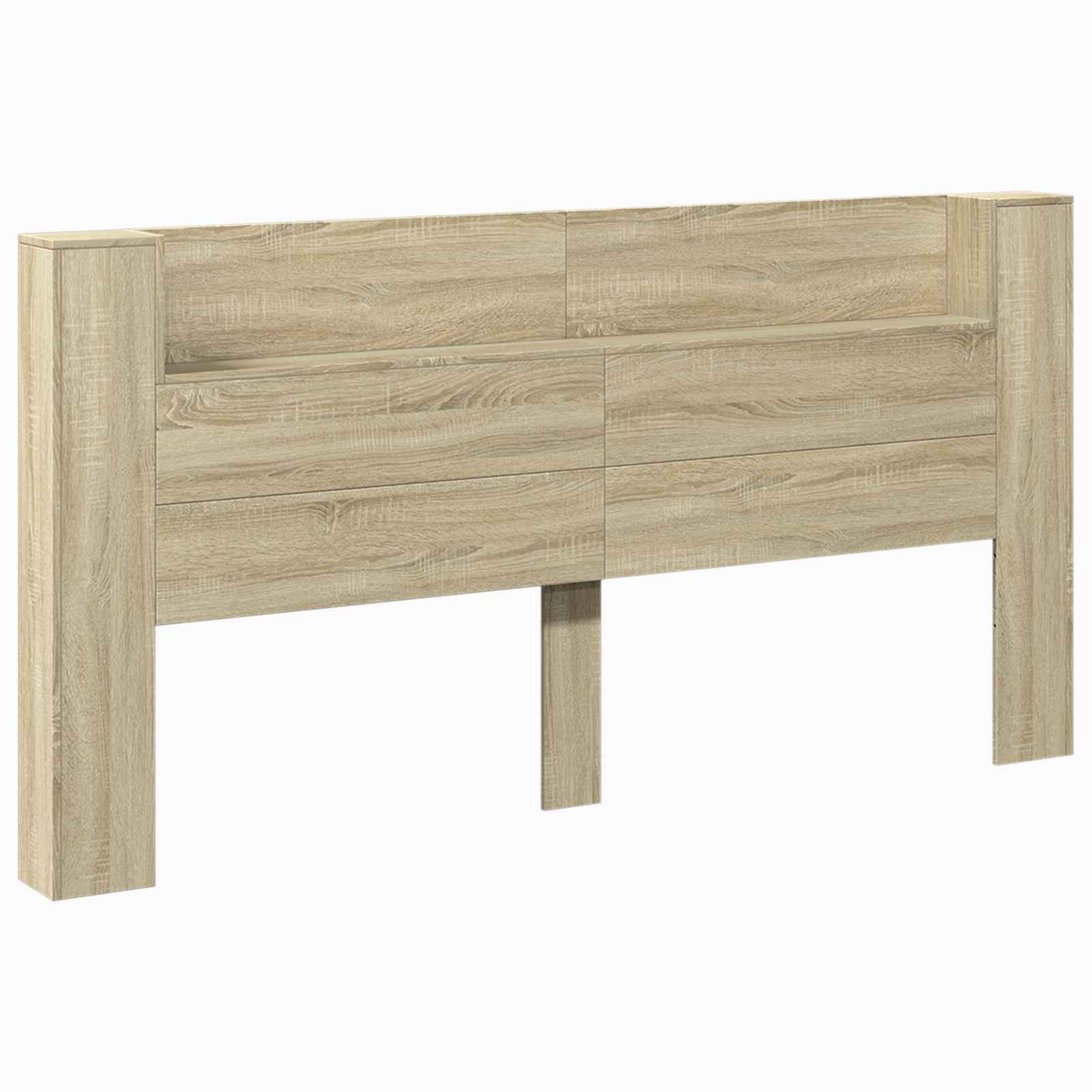 Storage Headboard with LED Sonoma Oak Engineered Wood