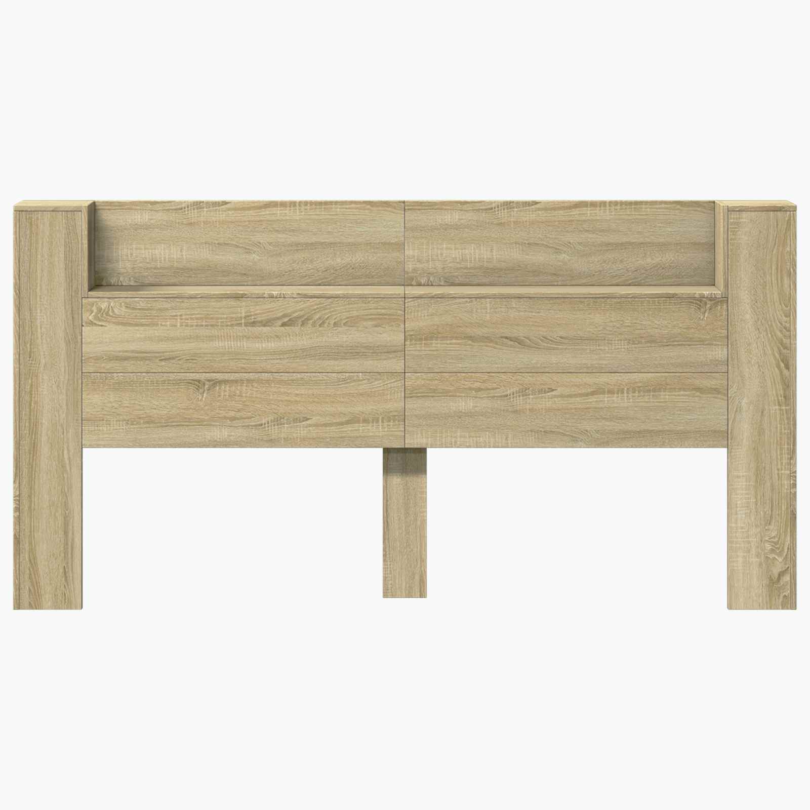 Storage Headboard with LED Sonoma Oak Engineered Wood