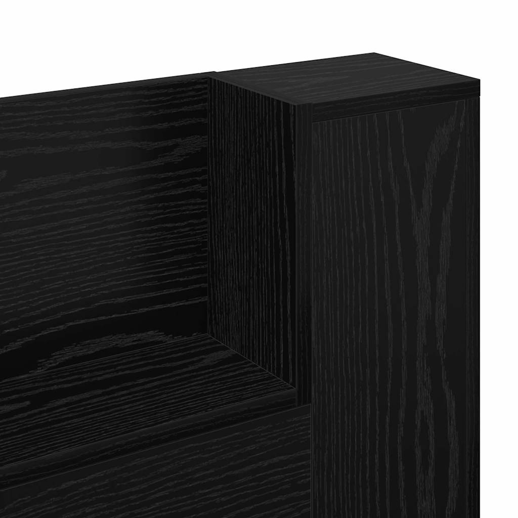 Storage Headboard with LED Black Oak Engineered Wood