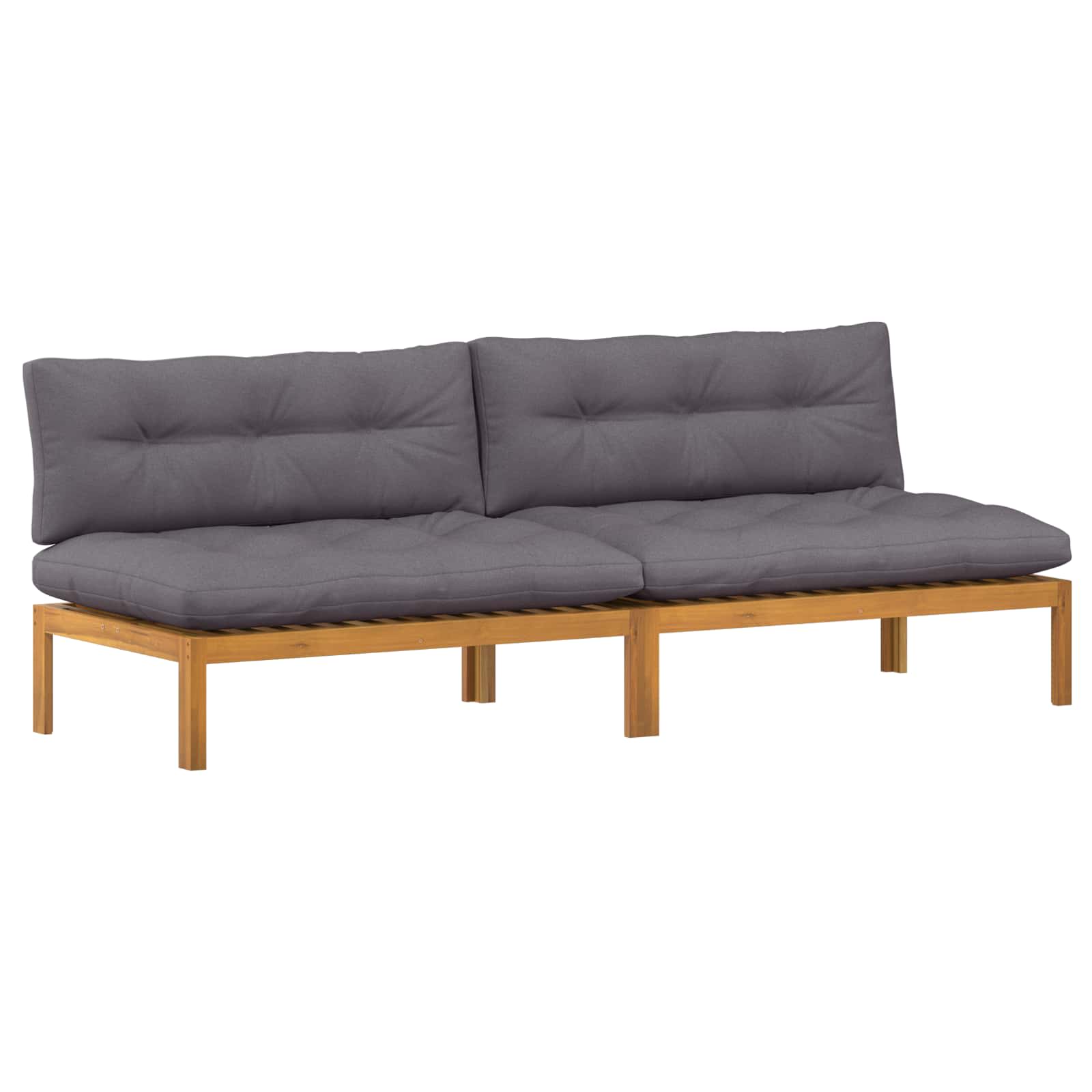 Middle Sofa Unit 2 Piece Natural and Dark Grey Acacia Wood
