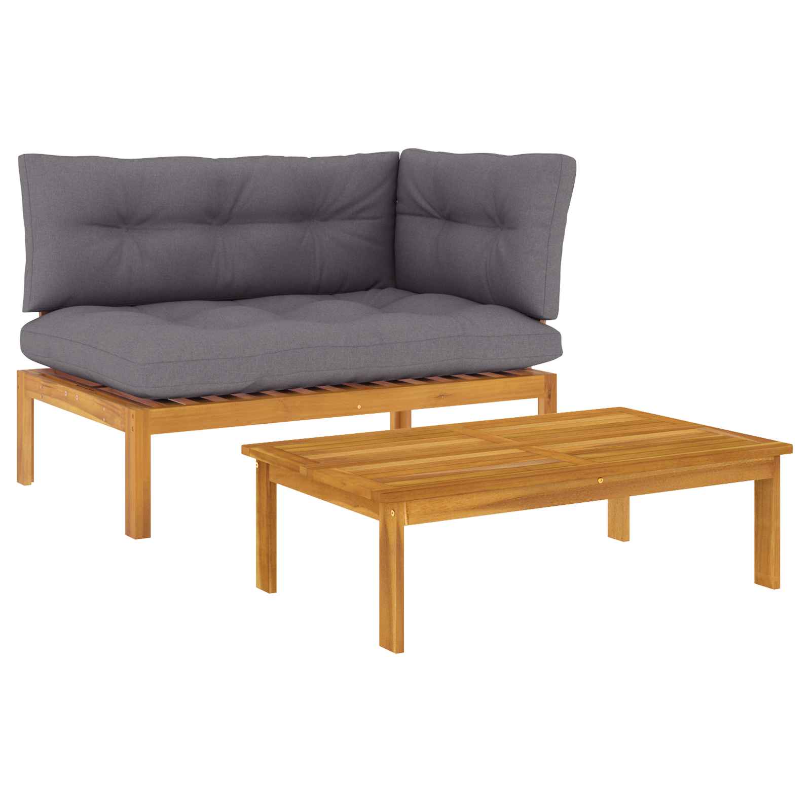 2 Piece Acacia Wood Brown