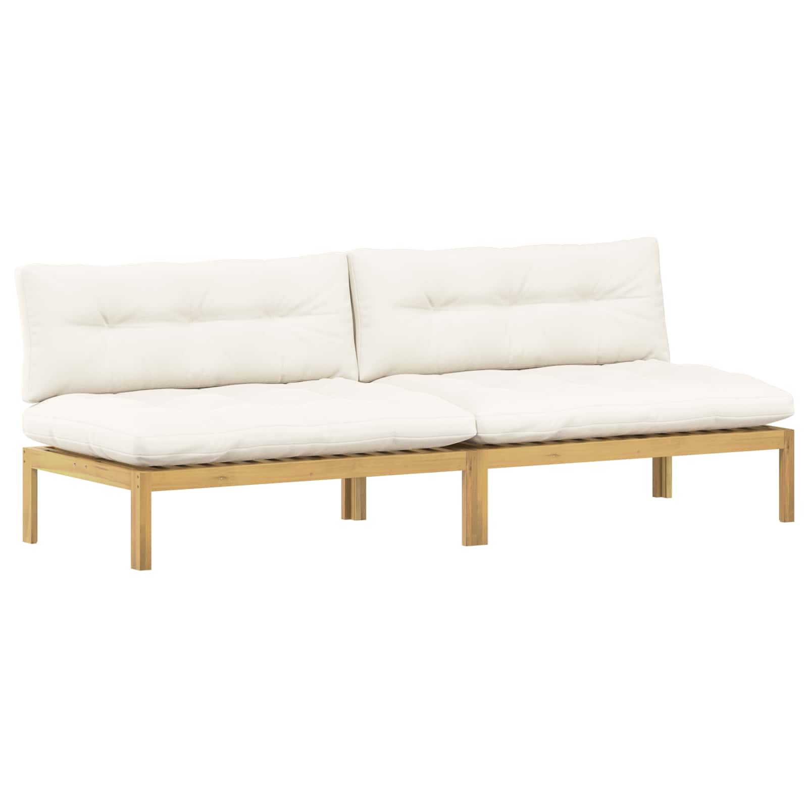 Middle Sofa Unit Light Acacia and Cream White 240 x 80 x 82 cm
