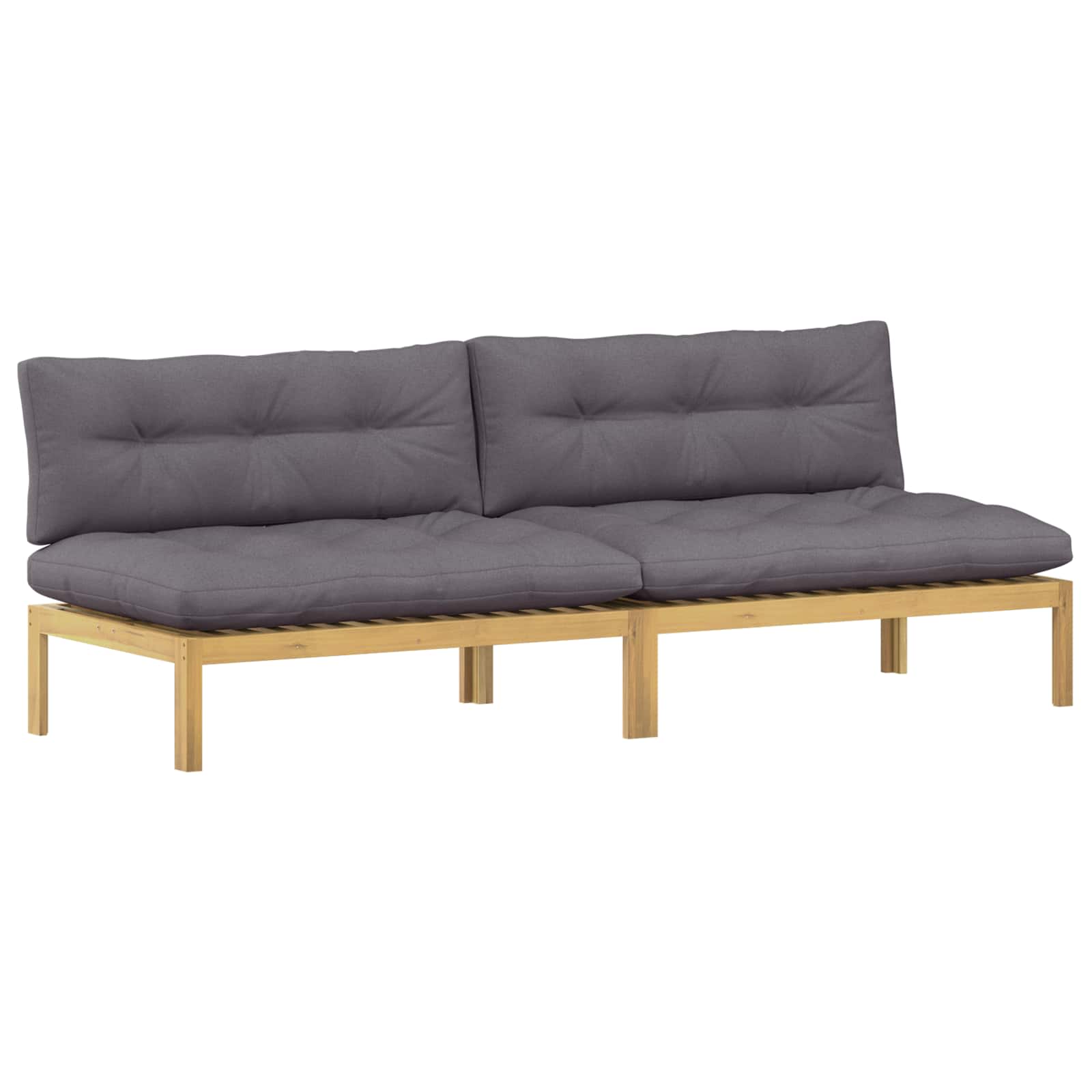 Middle Sofa Unit Light Acacia and Dark Grey 240 x 80 x 82 cm
