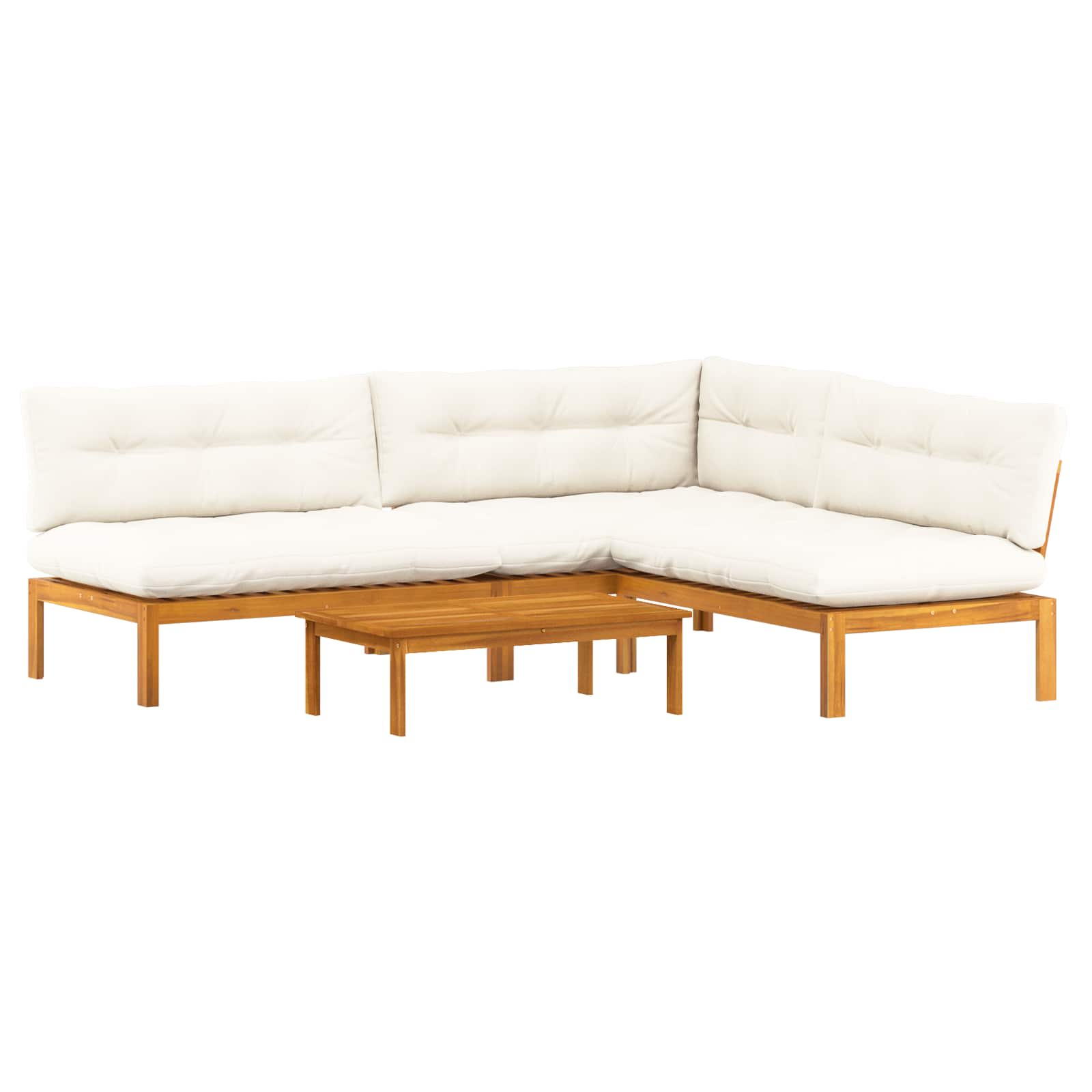 4 Piece Garden Pallet Sofa Units Solid Acacia Wood Natural