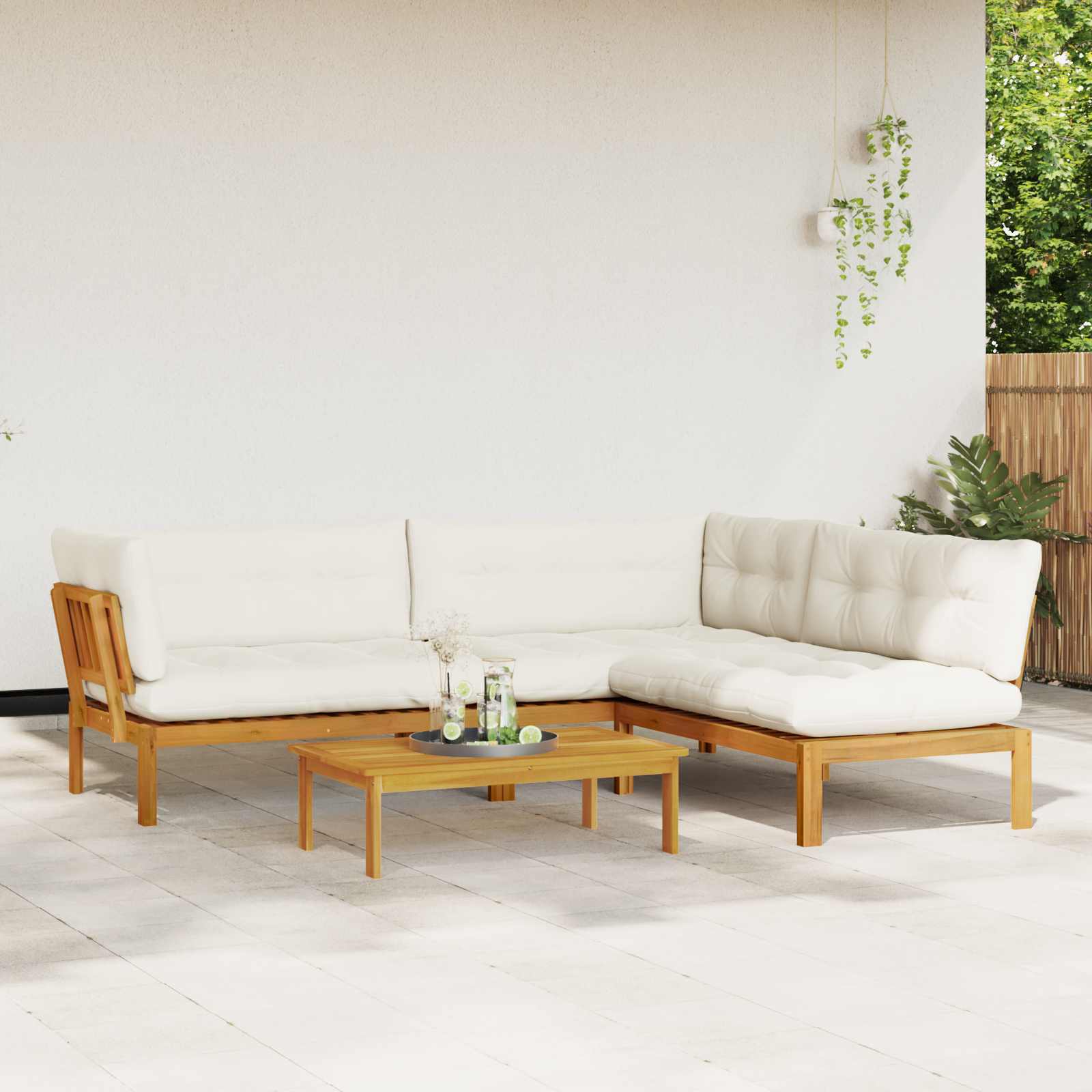 4 Piece Garden Pallet Sofa Units Solid Acacia Wood Natural