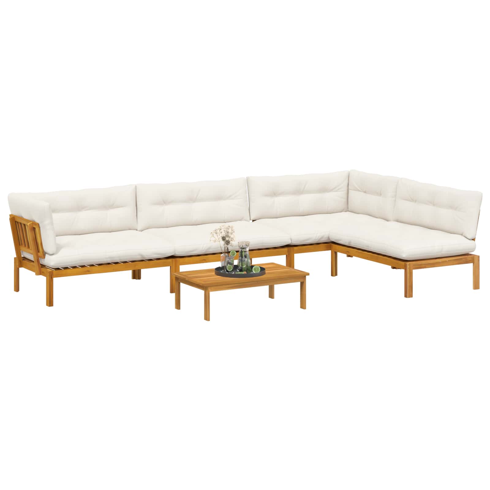 5 Piece Garden Pallet Sofa Units Solid Acacia Wood Natural