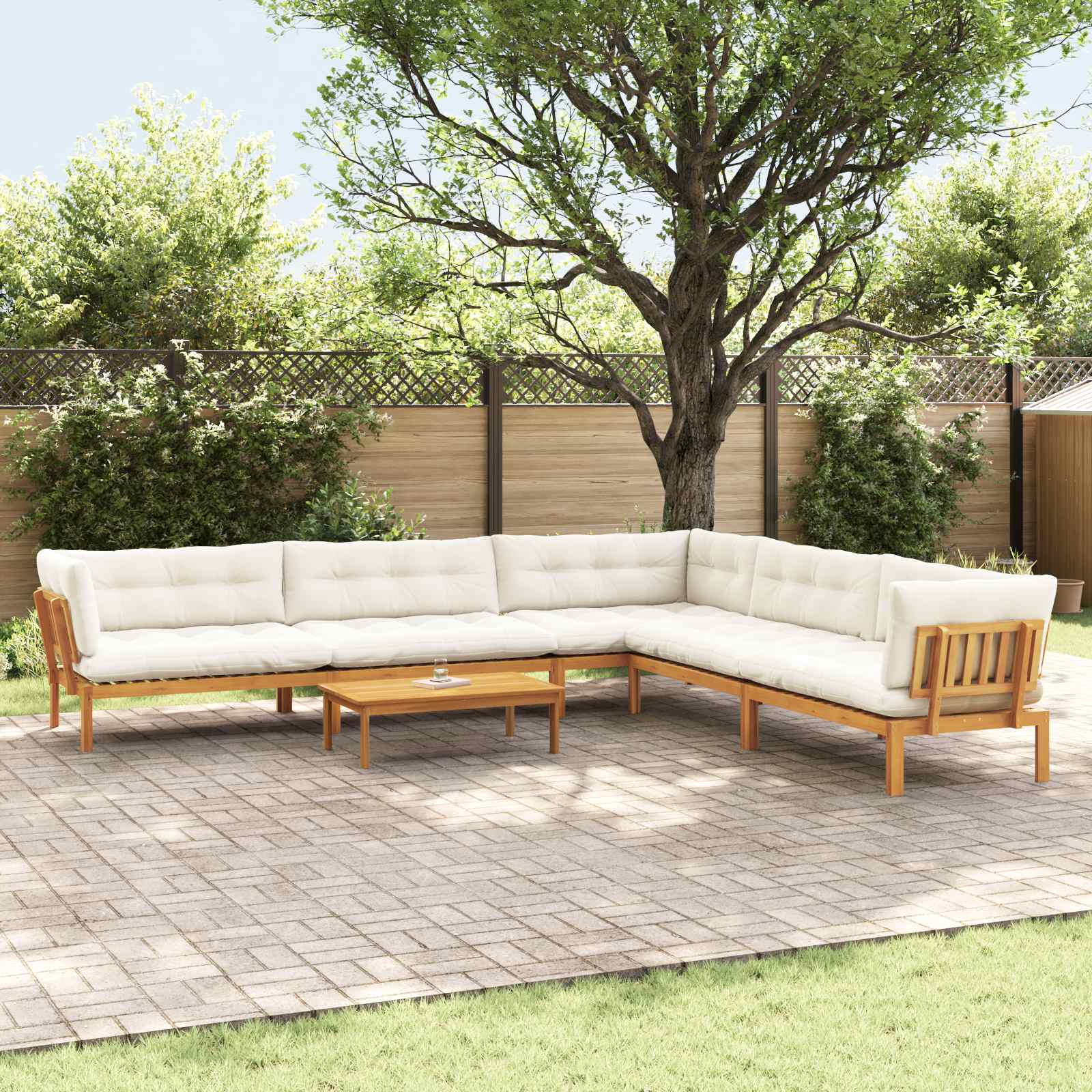 6 Piece Garden Pallet Sofa Units Solid Acacia Wood Natural