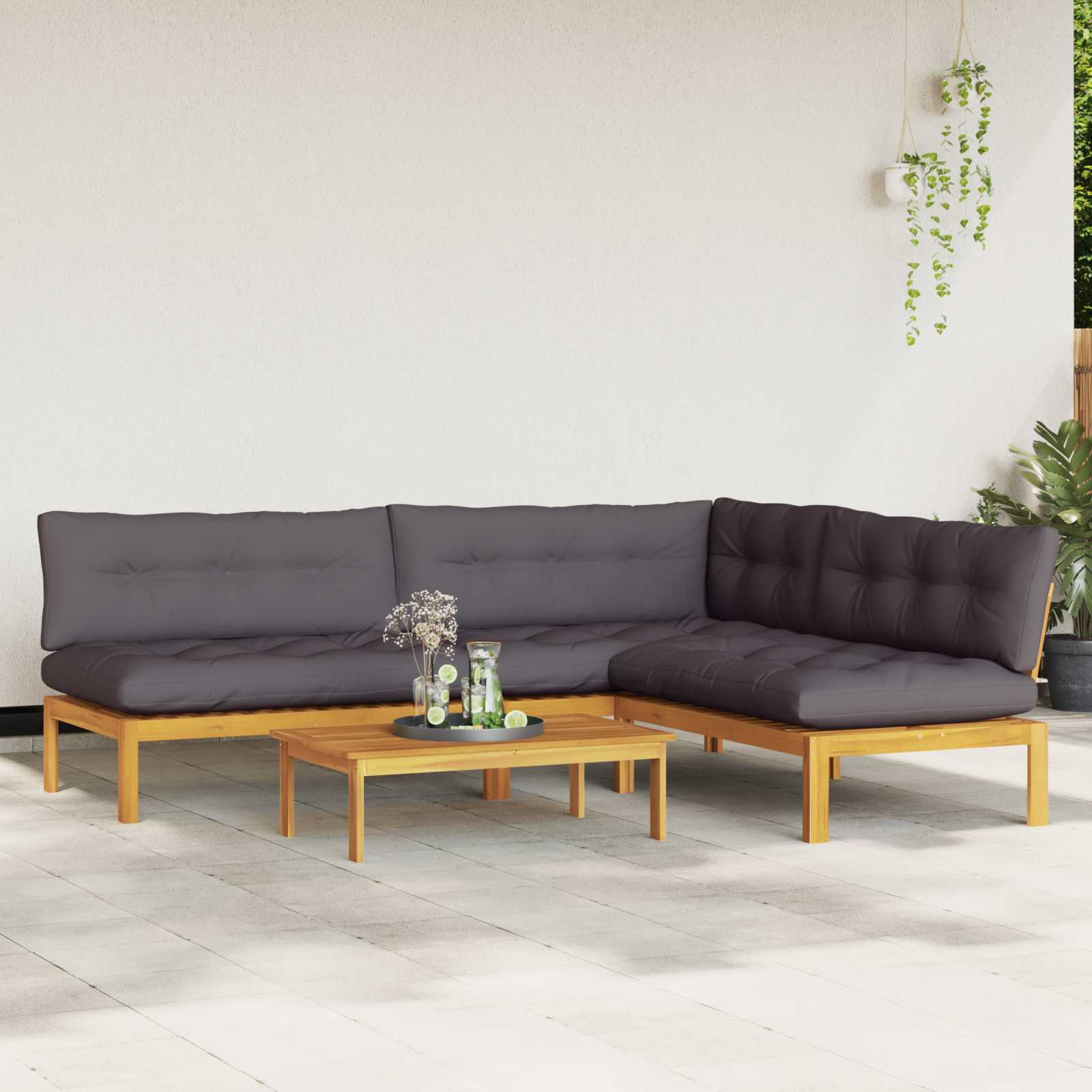 4 Piece Garden Pallet Sofa Units Solid Acacia Wood Natural