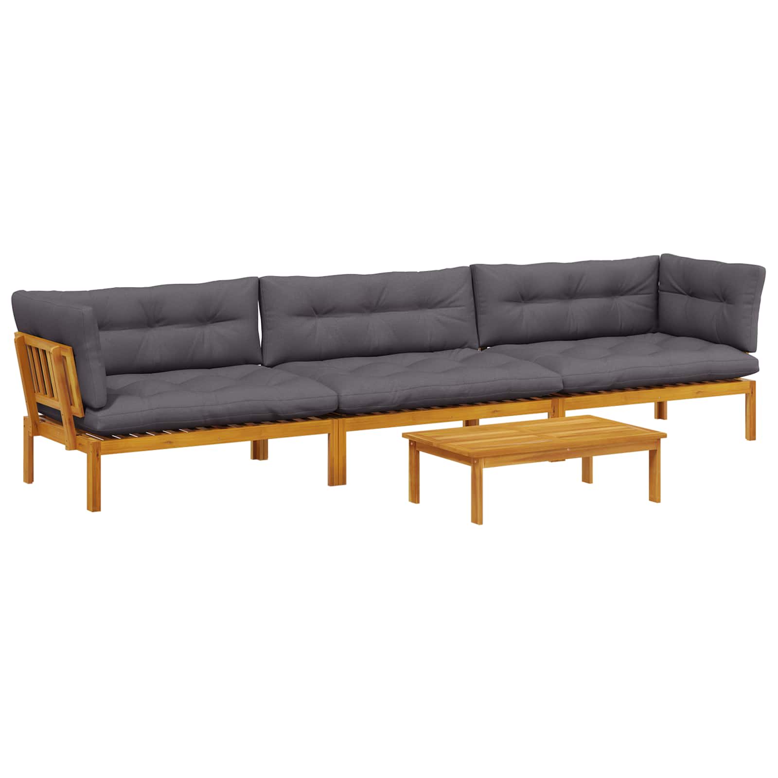 4 Piece Garden Pallet Sofa Units Solid Acacia Wood Natural