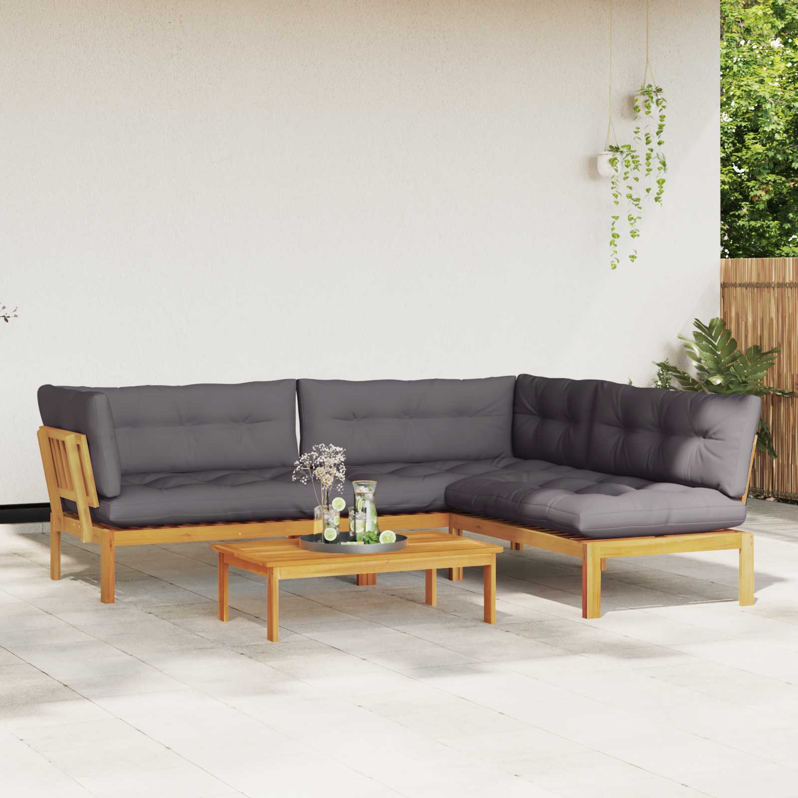 4 Piece Garden Pallet Sofa Units Solid Acacia Wood Natural