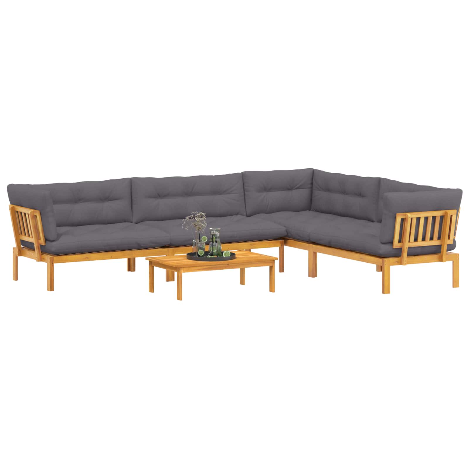 5 Piece Garden Pallet Sofa Units Solid Acacia Wood Natural