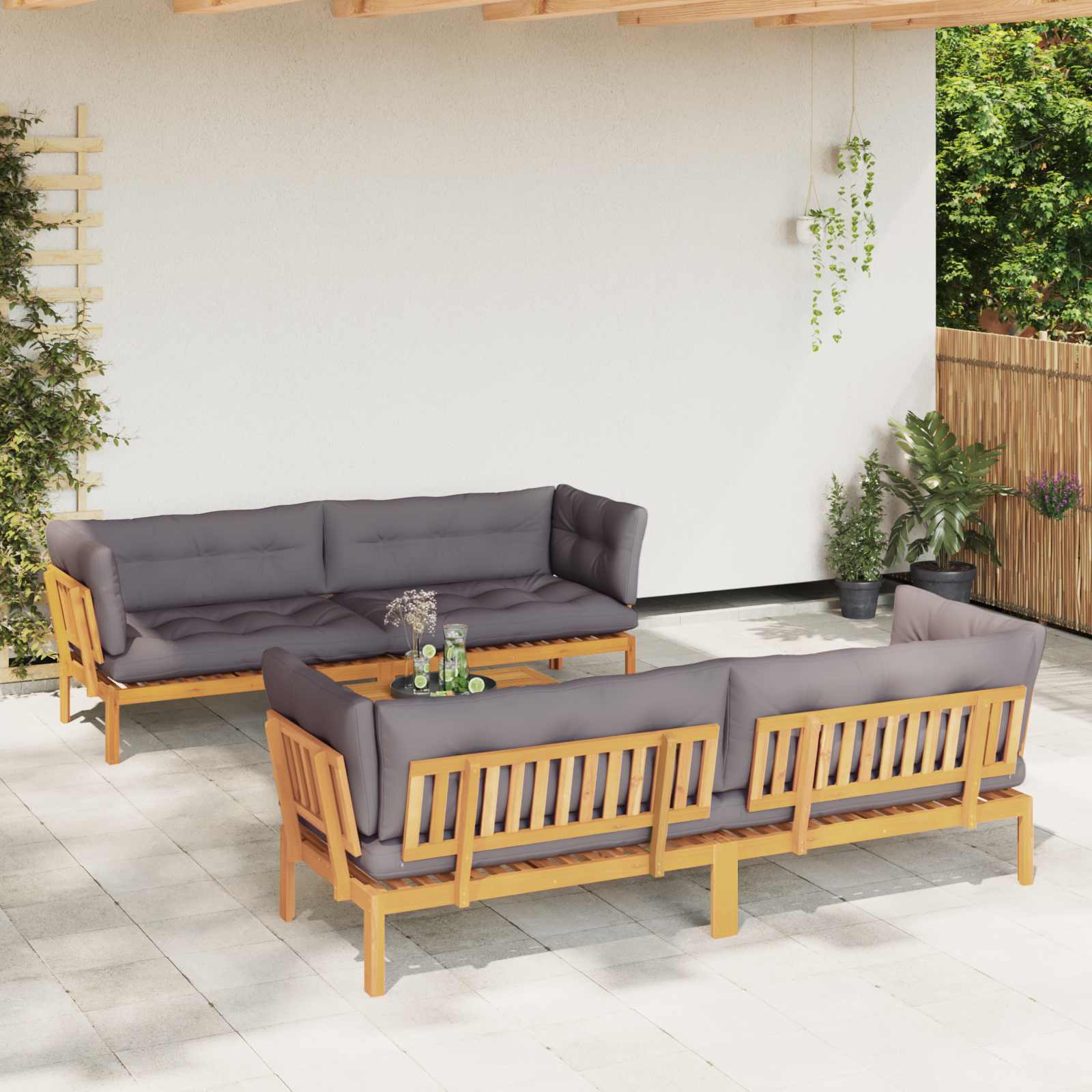 5 Piece Garden Pallet Sofa Units Solid Acacia Wood Natural