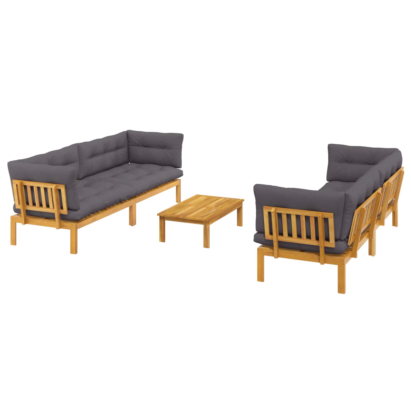 5 Piece Garden Pallet Sofa Units Solid Acacia Wood Natural