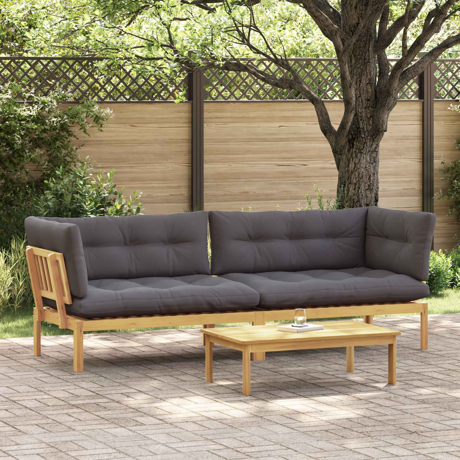 Garden Pallet Sofa Units 2 Piece Light Brown and Dark Grey