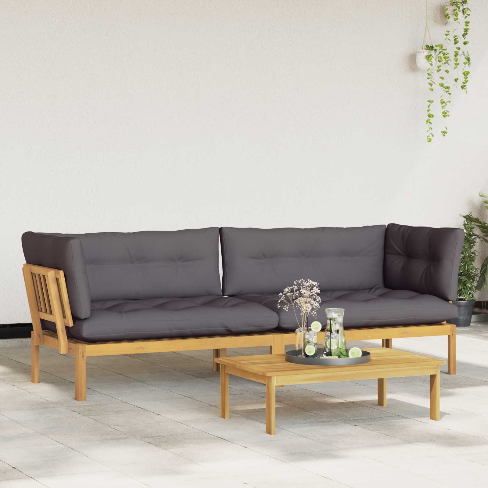 Garden Pallet Sofa Units 2 Piece Light Brown and Dark Grey