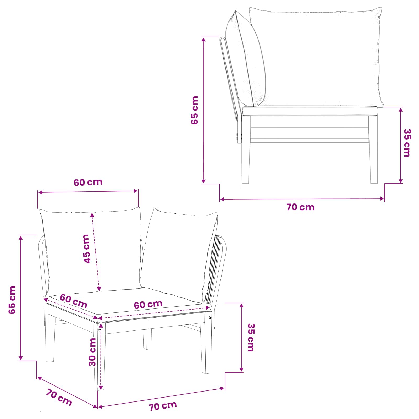 Corner Sofa Solid Acacia Wood Natural
