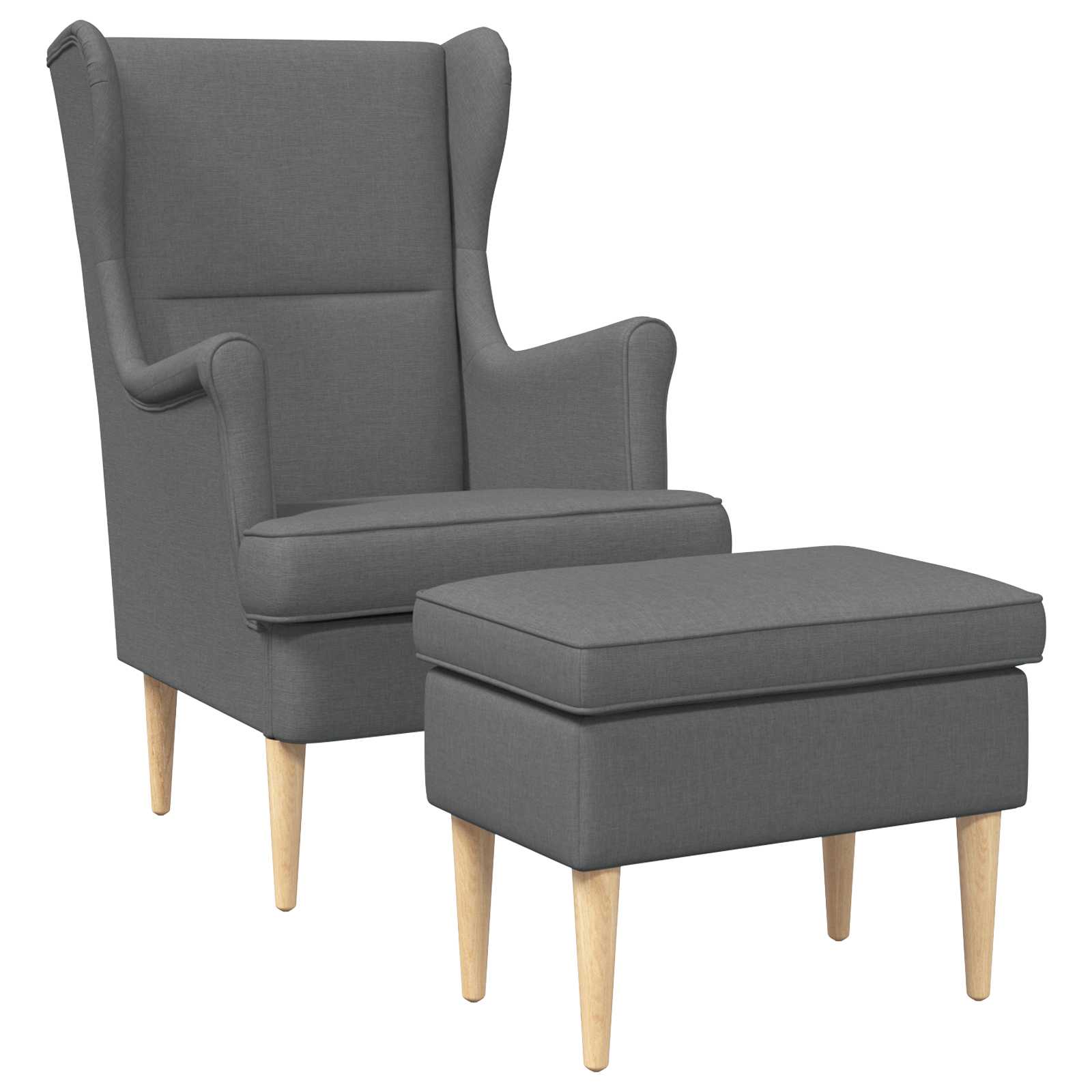 Armchair with Foot Stool 2 pcs Dark Grey Fabric