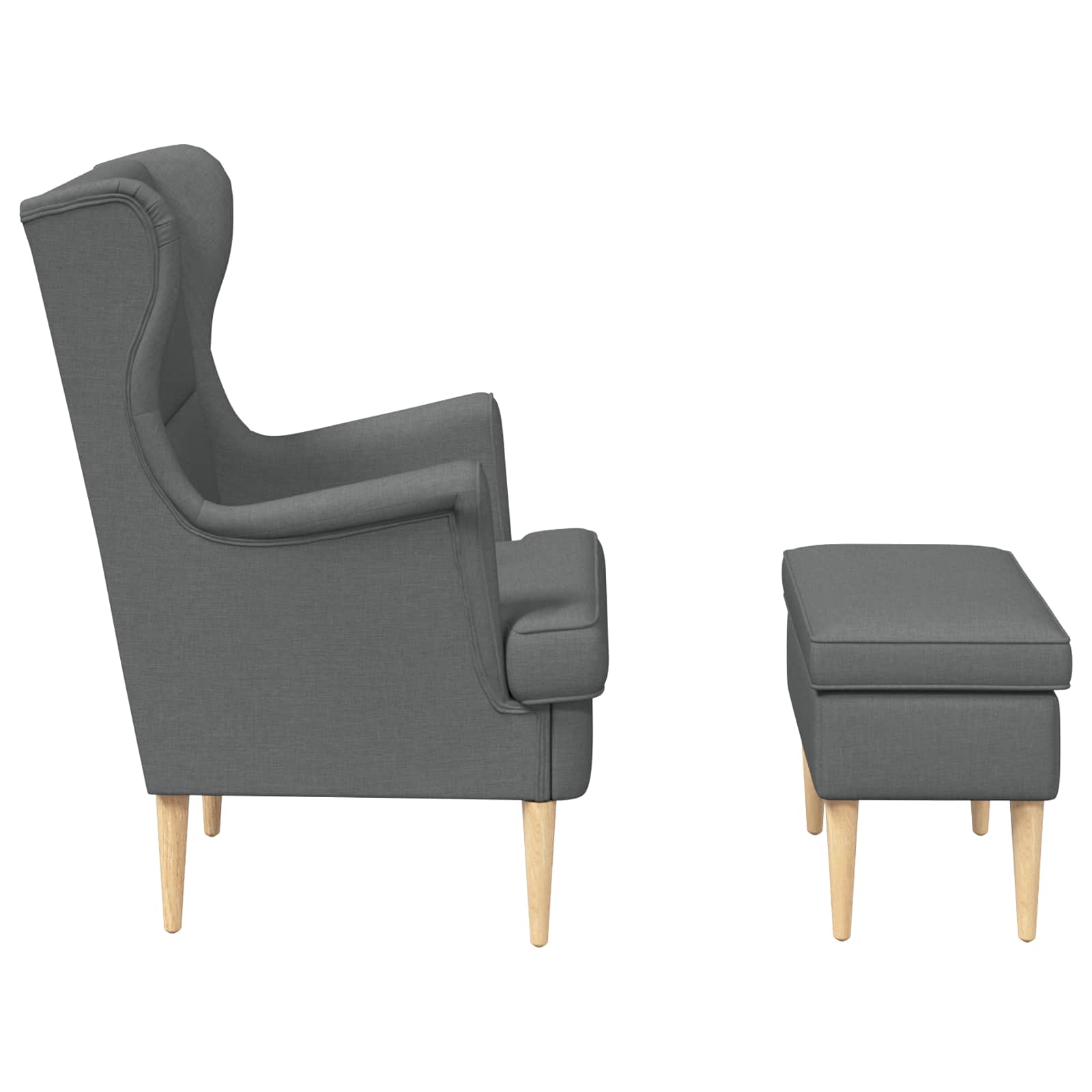 Armchair with Foot Stool 2 pcs Dark Grey Fabric