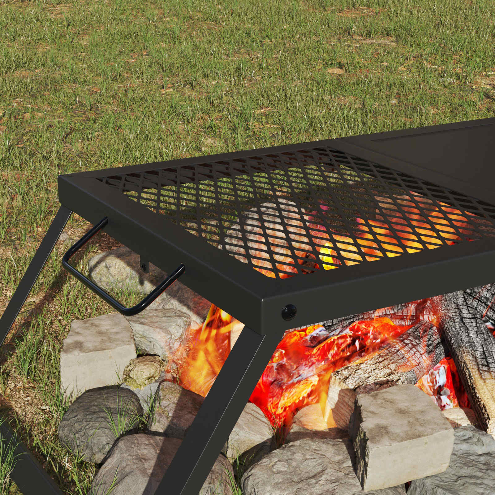 Foldable Camping Grill 31.5 x 26.5 x 4 cm Alloy Steel Black