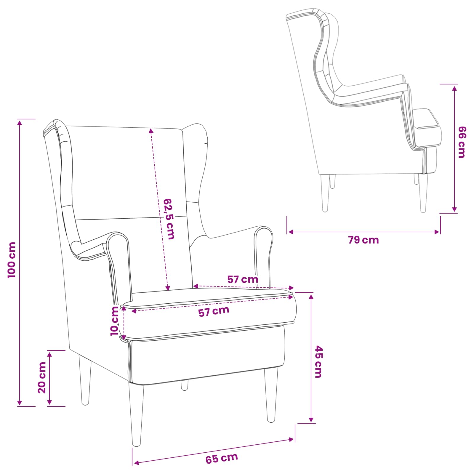 Armchair Dark Grey Fabric