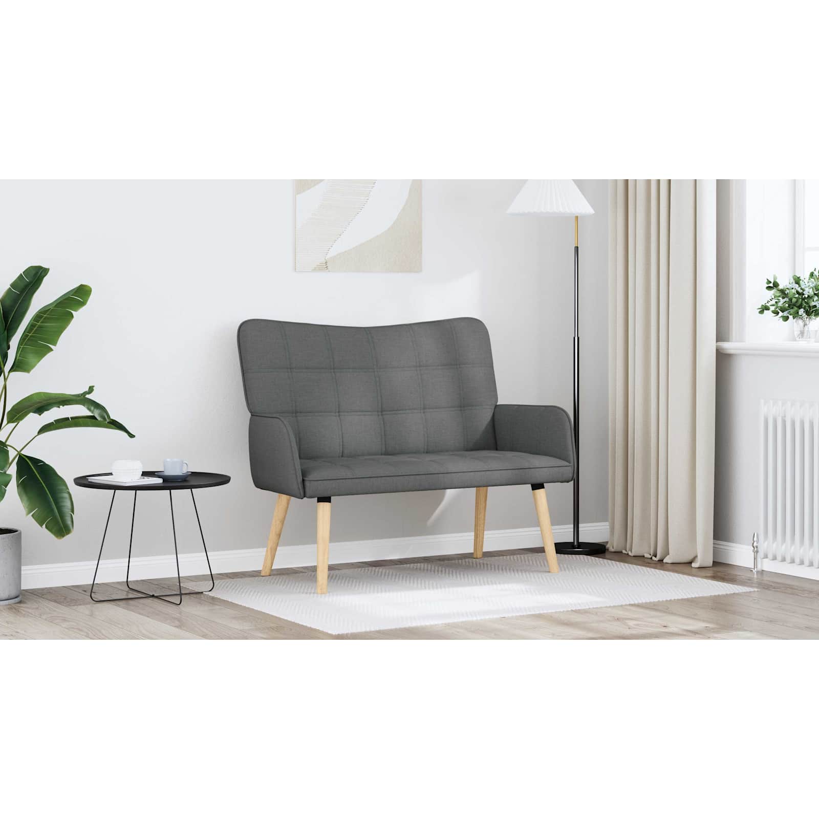 2-Seater Sofa Dark Grey 115 x 61 x 87 cm Fabric