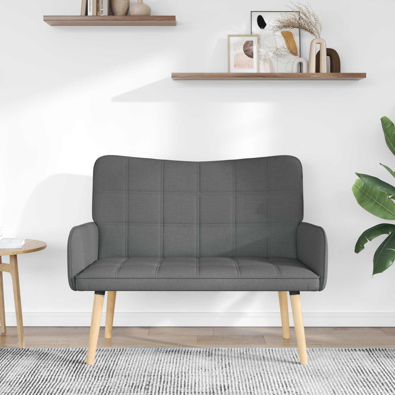 2-Seater Sofa Dark Grey 115 x 61 x 87 cm Fabric