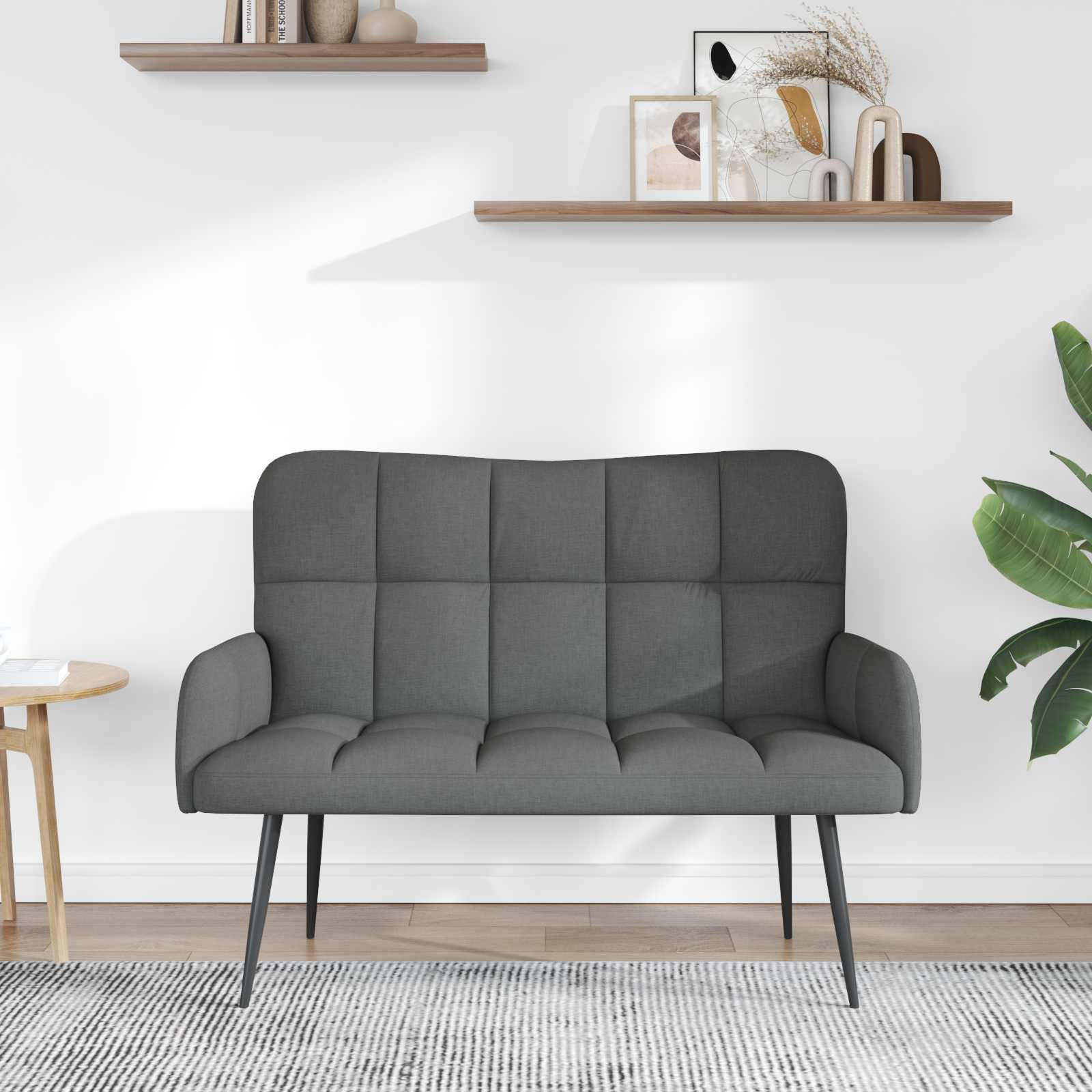 2-Seater Sofa Dark Grey 115 x 61 x 87 cm Fabric