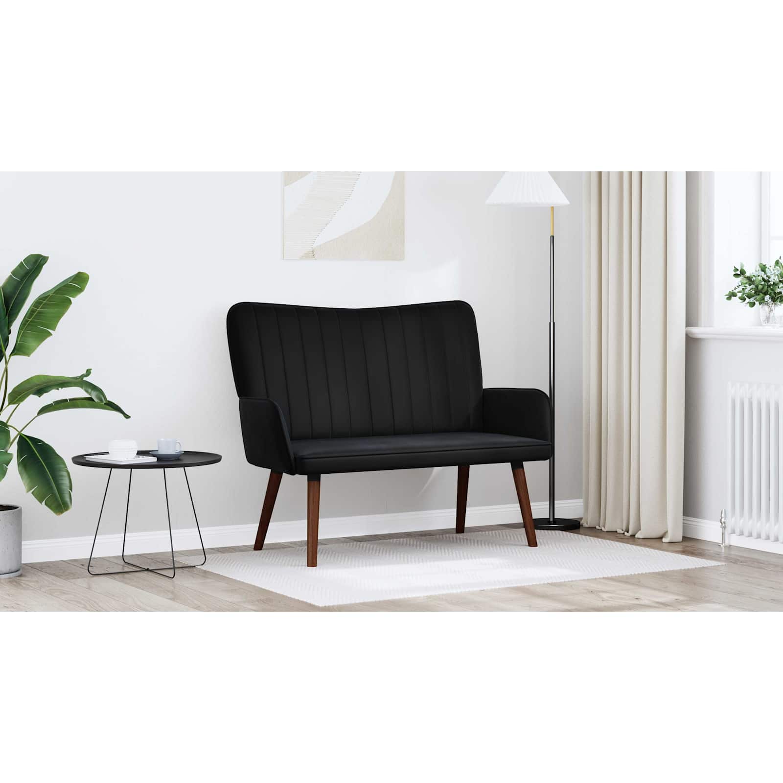 2-Seater Sofa Black 115 x 61 x 87 cm Velvet