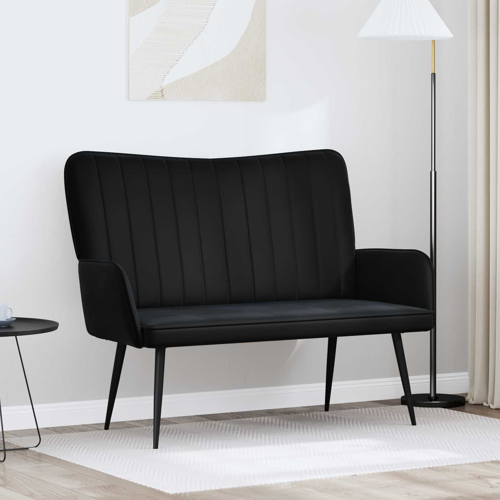2-Seater Sofa Black 115 x 61 x 87 cm Velvet