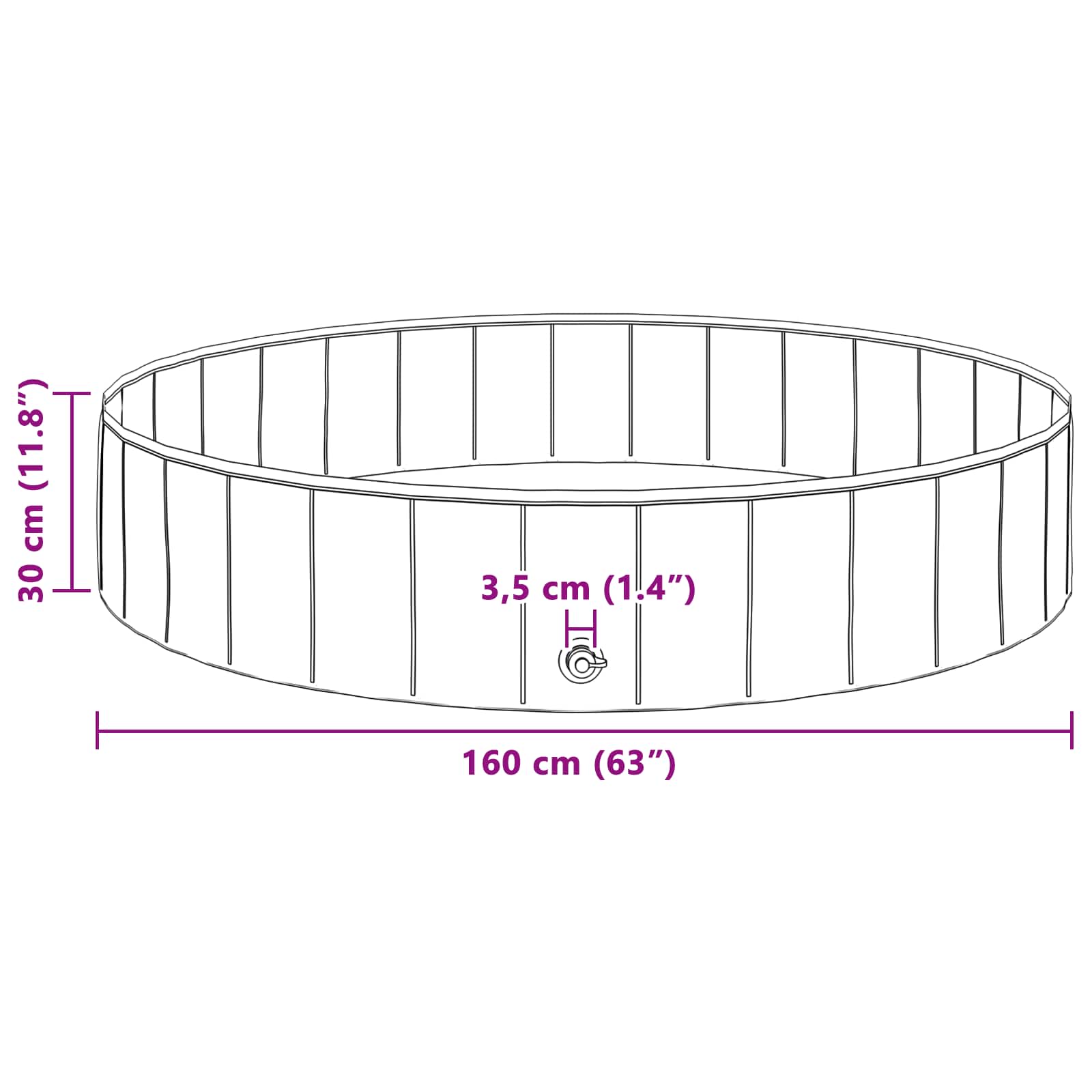 Kids Swimming Pool Folding Blue Ø 160 x 30 cm
