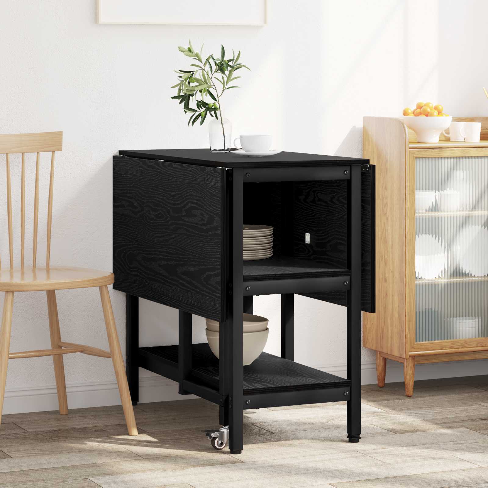 Dinning Table 122 x 80 x 76.5 cm Engineered Wood Black Oak