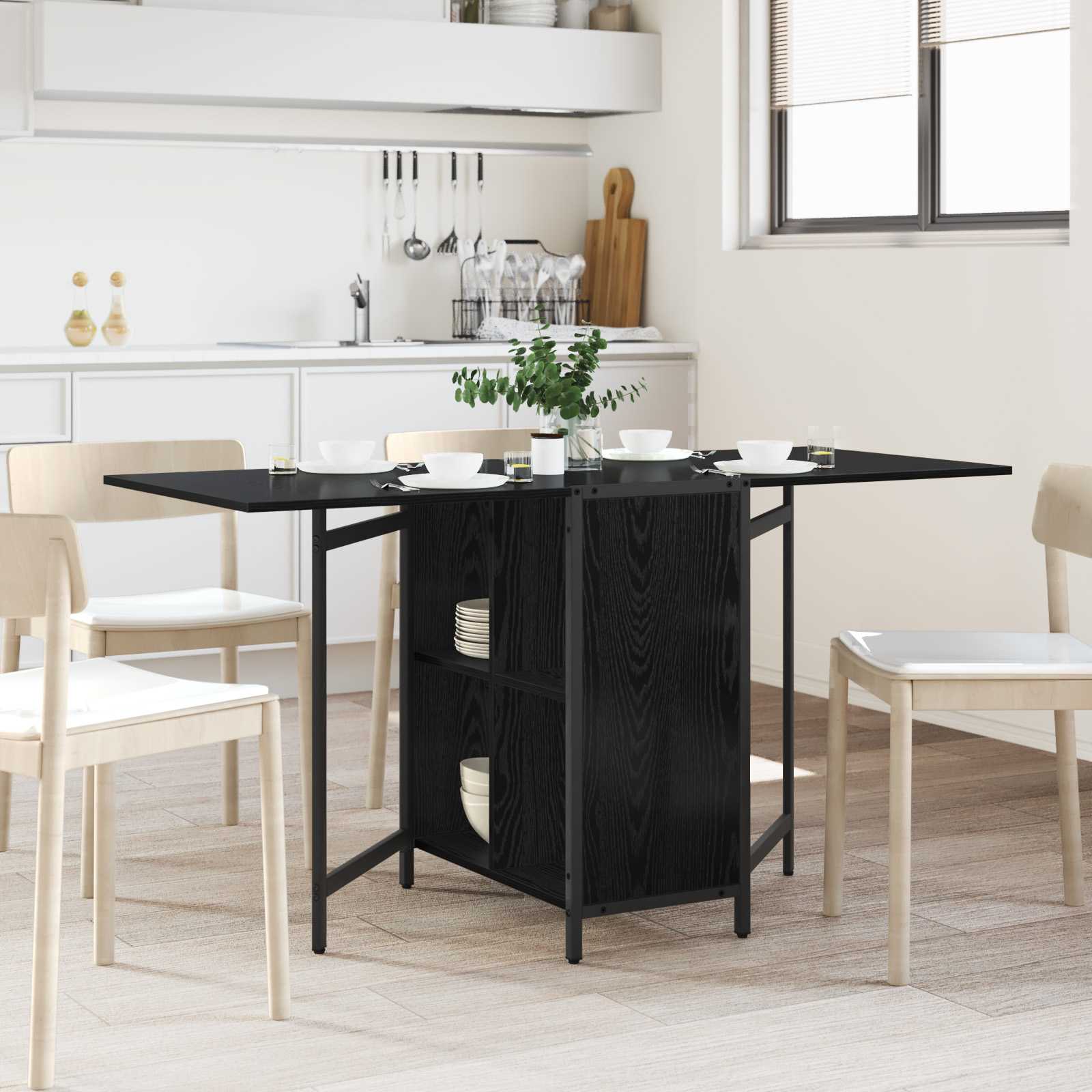 Dinning Table 144 x 60 x 75 cm Engineered Wood Black Oak